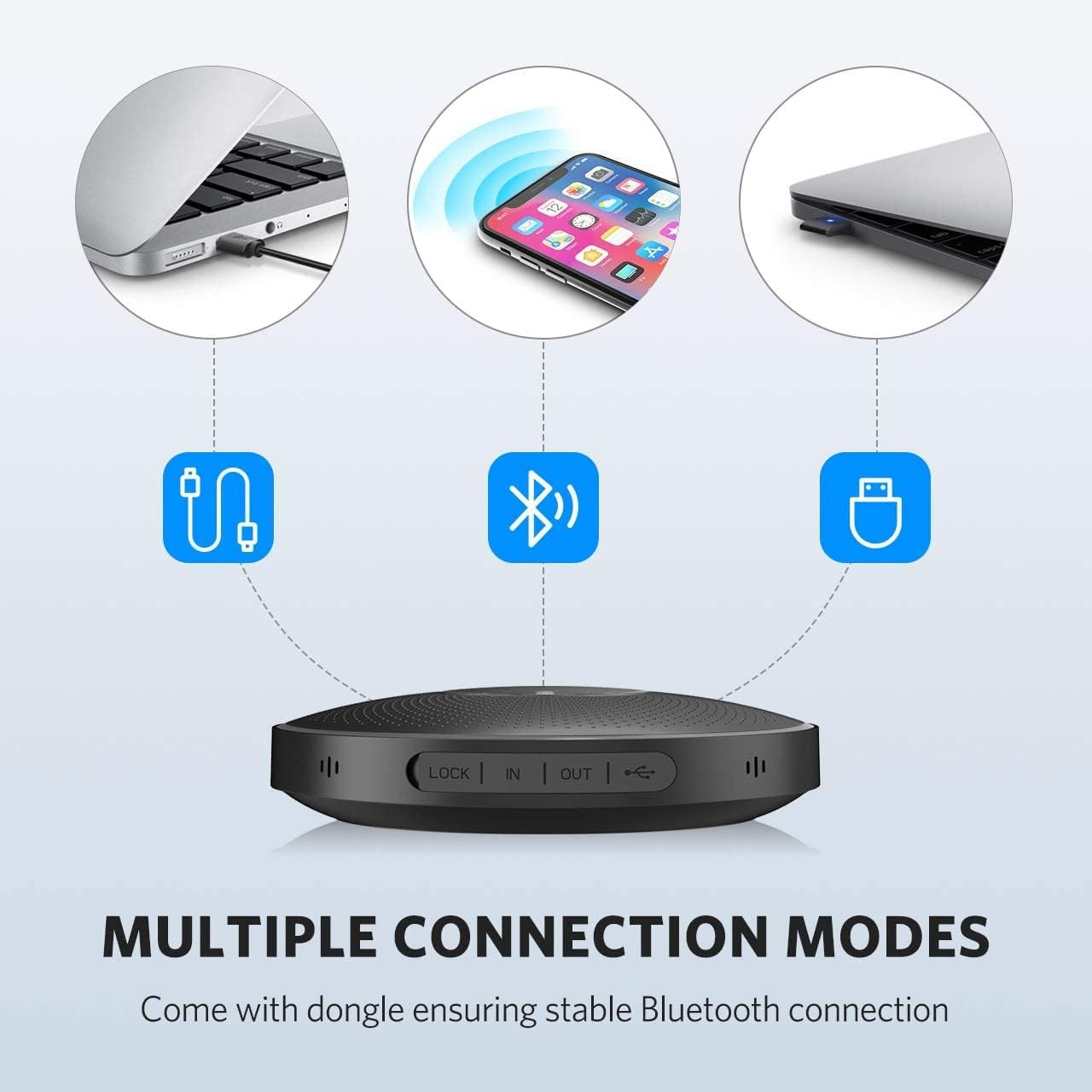 Bluetooth Speakerphone M2 Black Conference Speaker for 5-8 People Business Confe