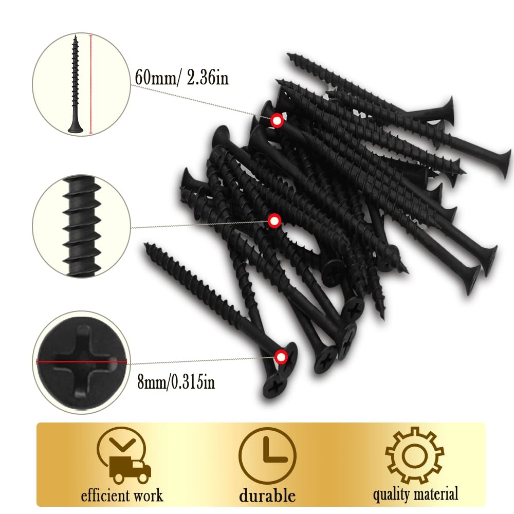 INDPROD Coarse Thread Drywall Screw, #8 x 2-3/8″, x 2-3/8-Inch, Black