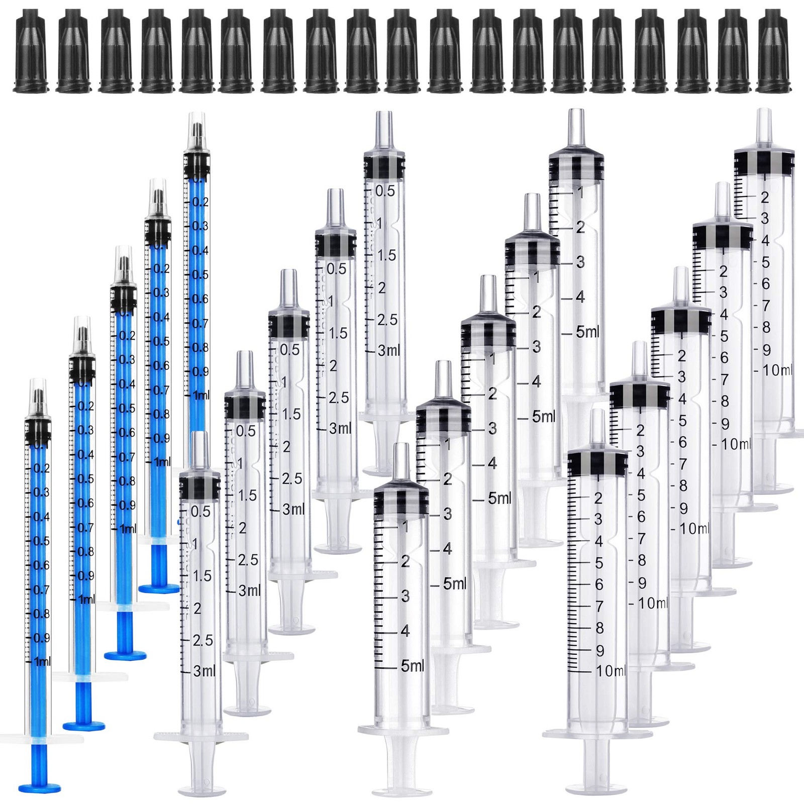 20Pack 1ml / 3ml / 5ml / 10ml Syringe Without Sets 1+3+5+10ML, 1+3+5+10ML