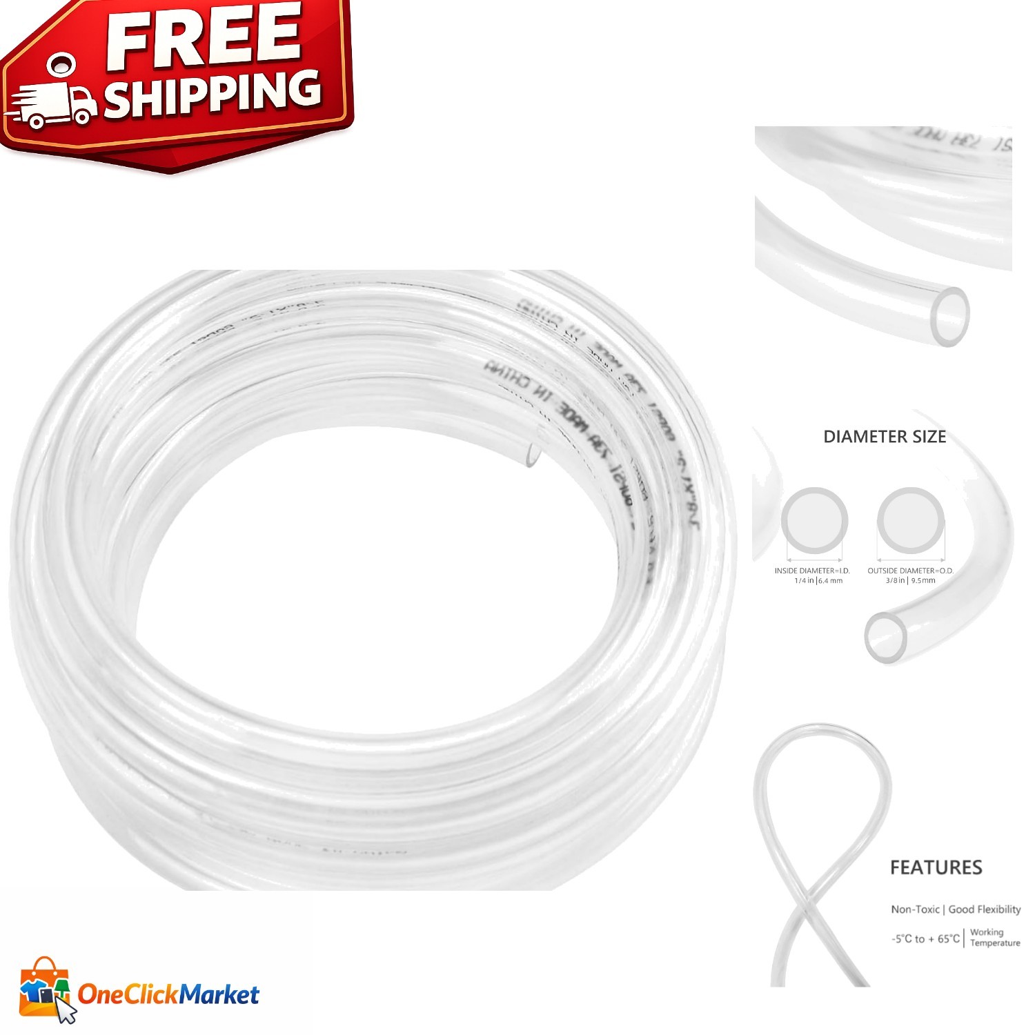 Flexible 10ft PVC Tubing – Non-Toxic, Lightweight, and Chemical Resistant Hose