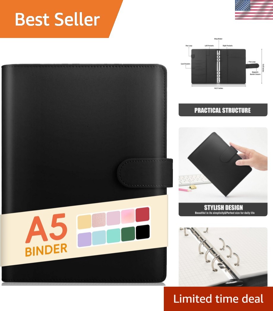 A5 Binder 6 Ring, Refillable Notebook Planner Cover, Small Leather Organizer …