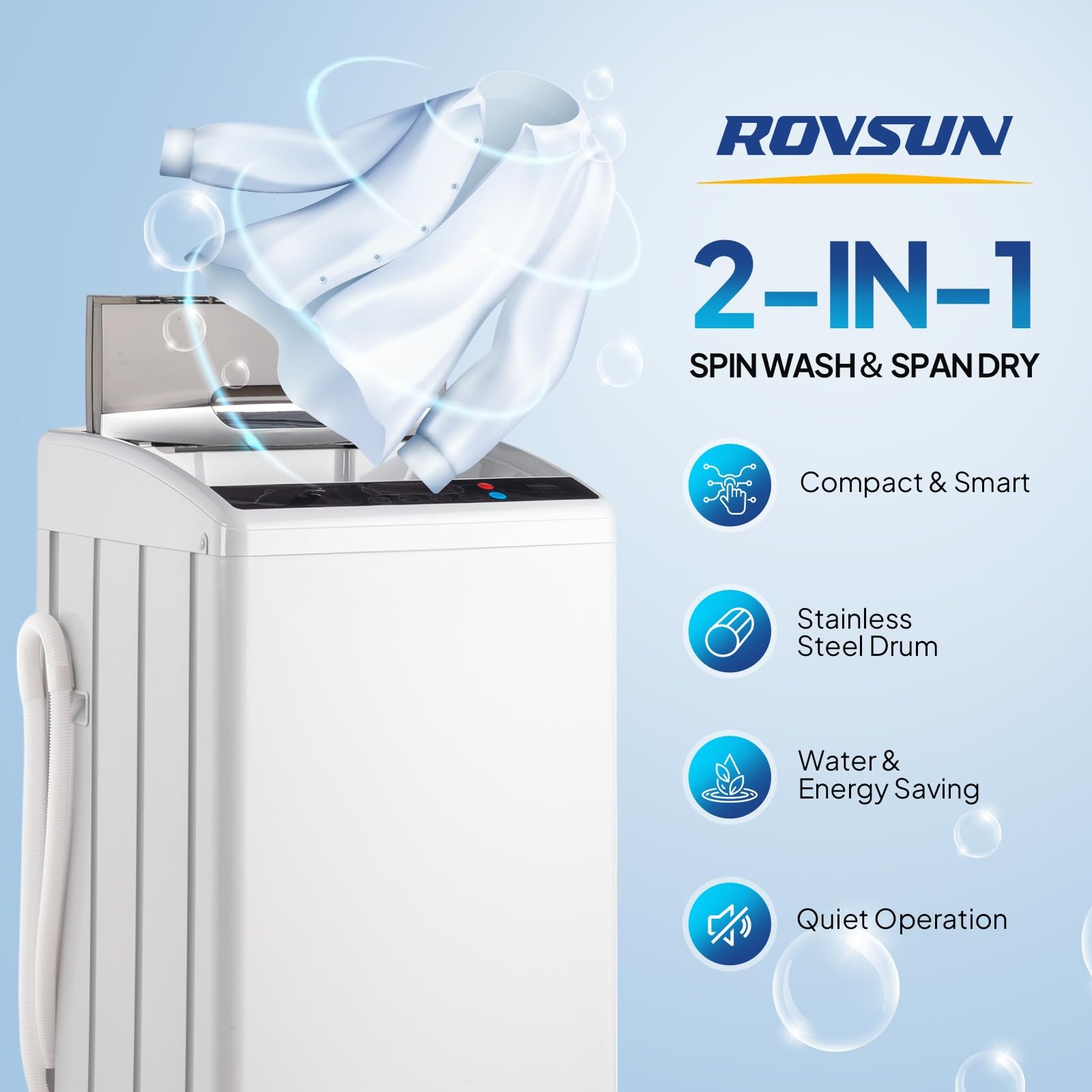 Rovsun 25Lbs Portable Washing Machine Full-Automatic Electric Laundry Machine