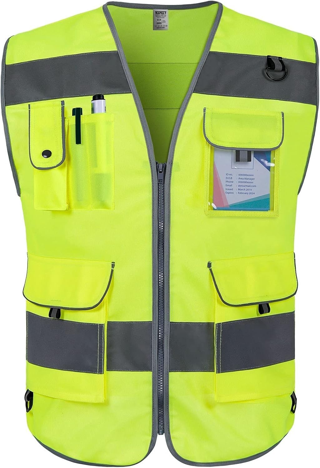 High Visibility Safety Vest for Men Women Reflective Work Vest with 9 Pockets