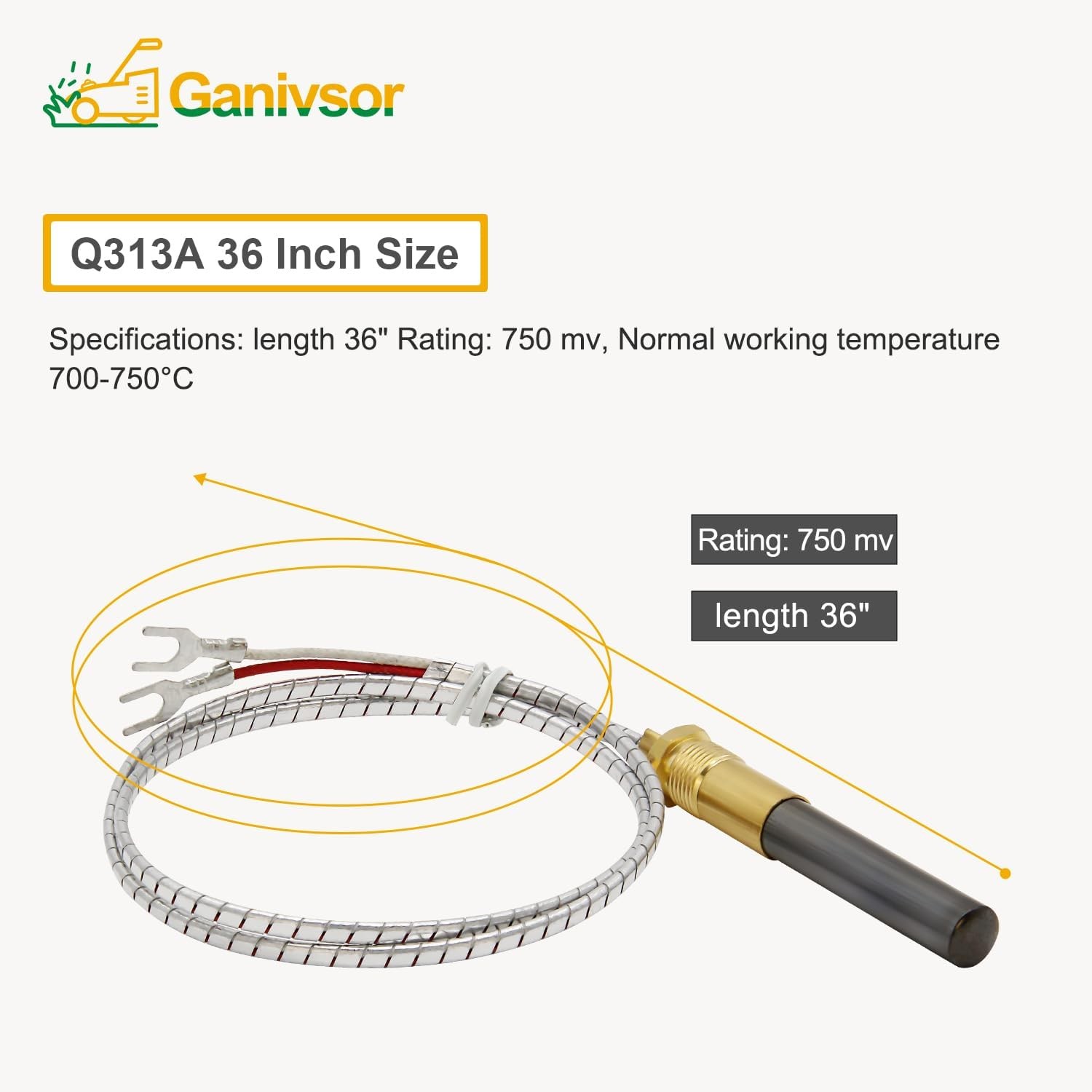 2Pack For PITCO 60125501 THERMOPILE (DEEP FRYER PARTS) 36”INCH 910MM 750 MV