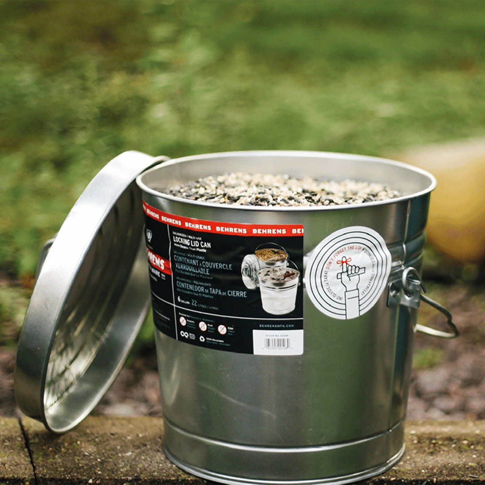 BEHRENS Galvanized Steel Locking Lid Storage Can, 6-Gallon