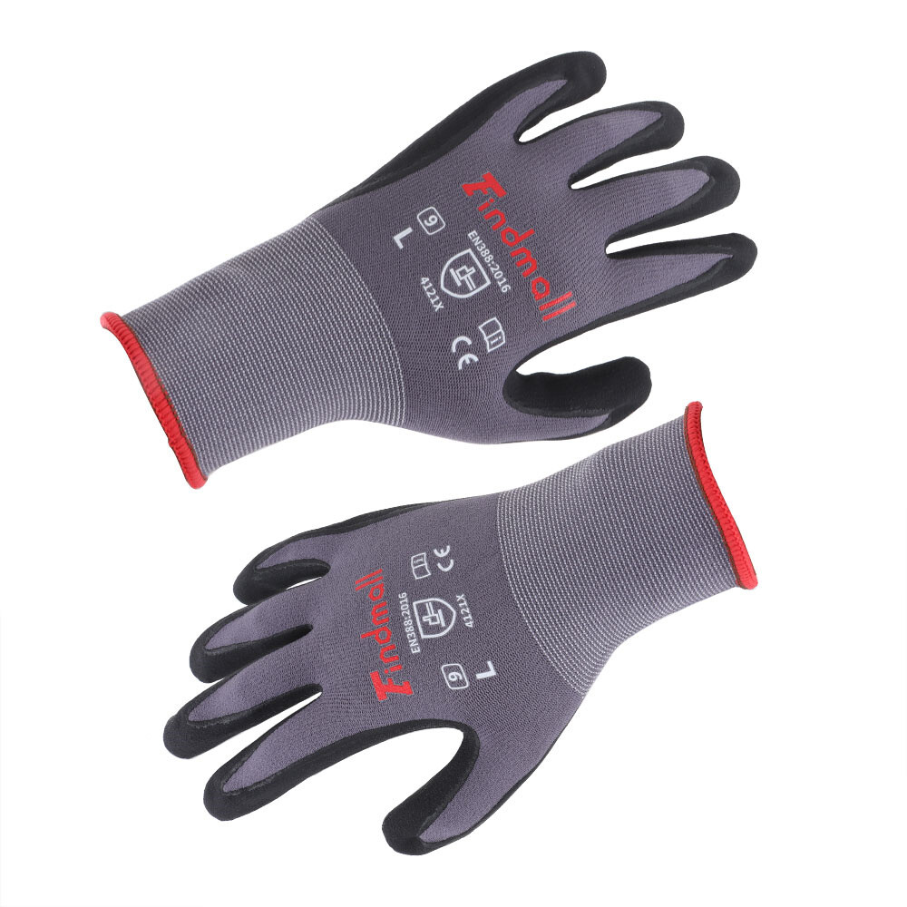 Safety Work Gloves MicroFoam Nitrile Coated Foam Gloves L-Size/12 Pairs