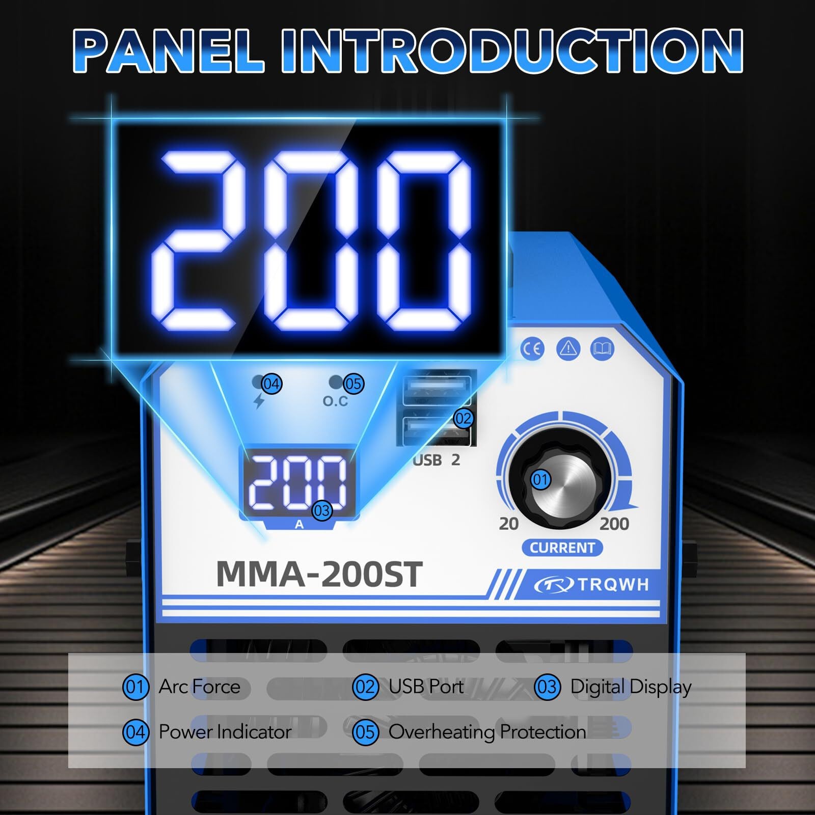 TRQWH 200A ARC Welder, 110V Portable Stick Welder with IGBT and Digital Display