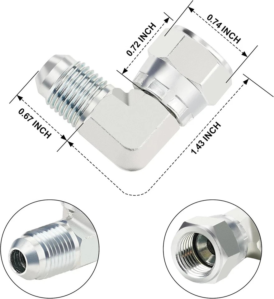 3/8’’ hydraulic fittings 90 3/8″ Male JIC x Female Swivel, Sliver