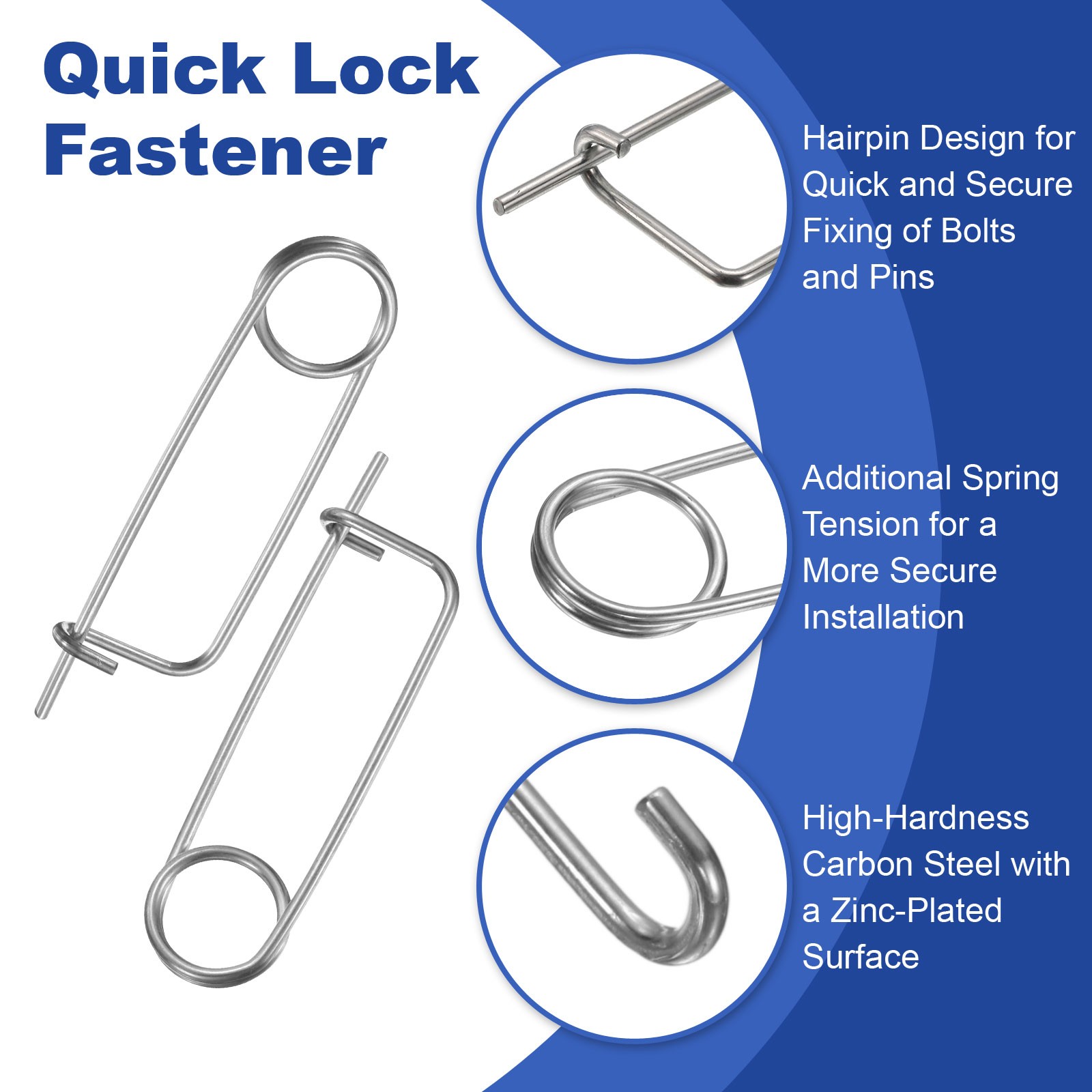 16 Pcs M2 x 75mm Brooch Shape Cotter Safety Pins Steel Quick Lock Fastener
