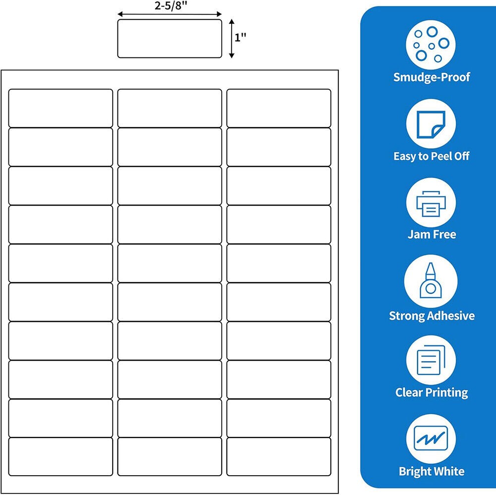 Lot 30/sheet Address Mailing Labels Sheet FBA SKU Labels Adhesive 1″ x 2 5/8″