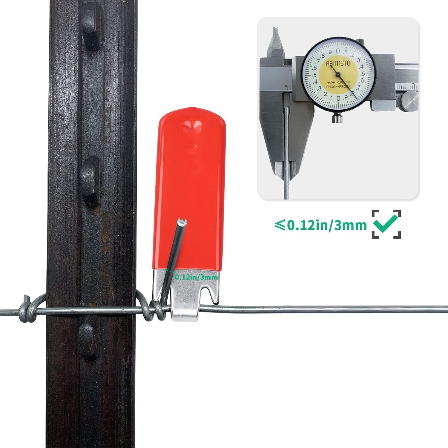 T Post Clip Tool 2Pcs Red Rubber Coated Wire Twisting Fencing Tool Fence Wire