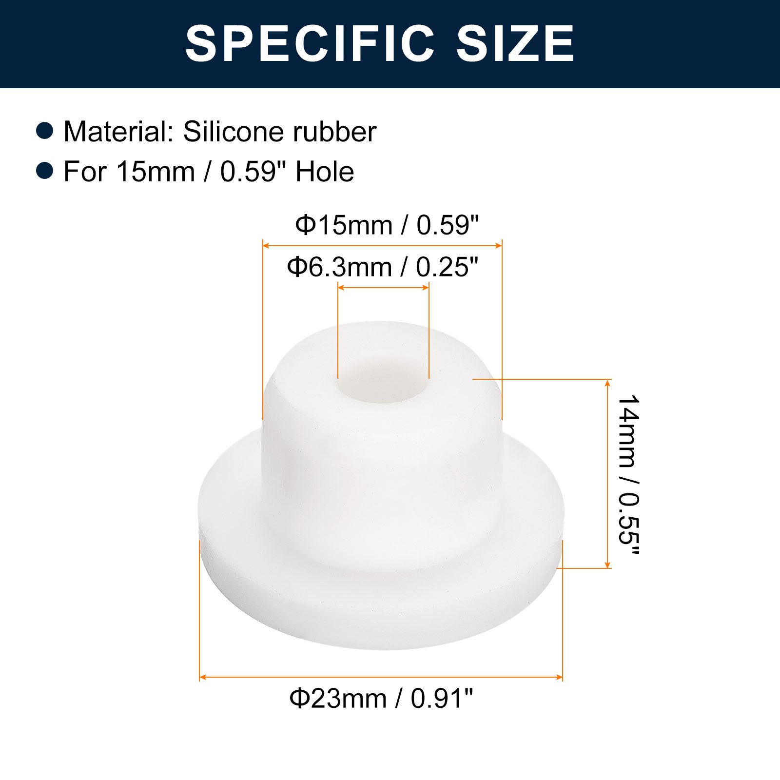 6Pcs White Plug Holes,Rubber Button Plug for 14mm/0.55″ Hole