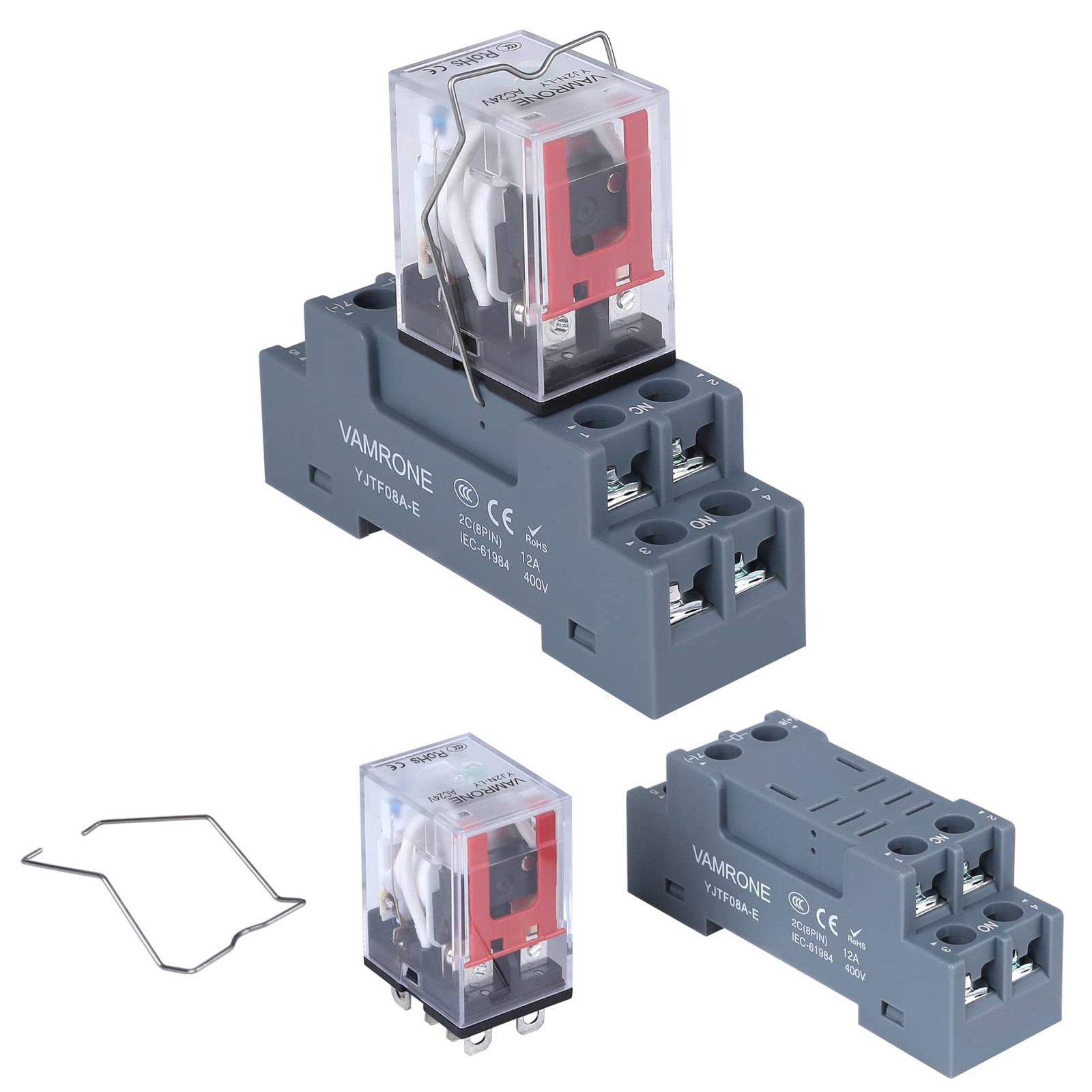 Electromagnetic Power Relay, 8-Pin 10 AMP 24V AC Relay 24V, 8PIN-10A-2PCS