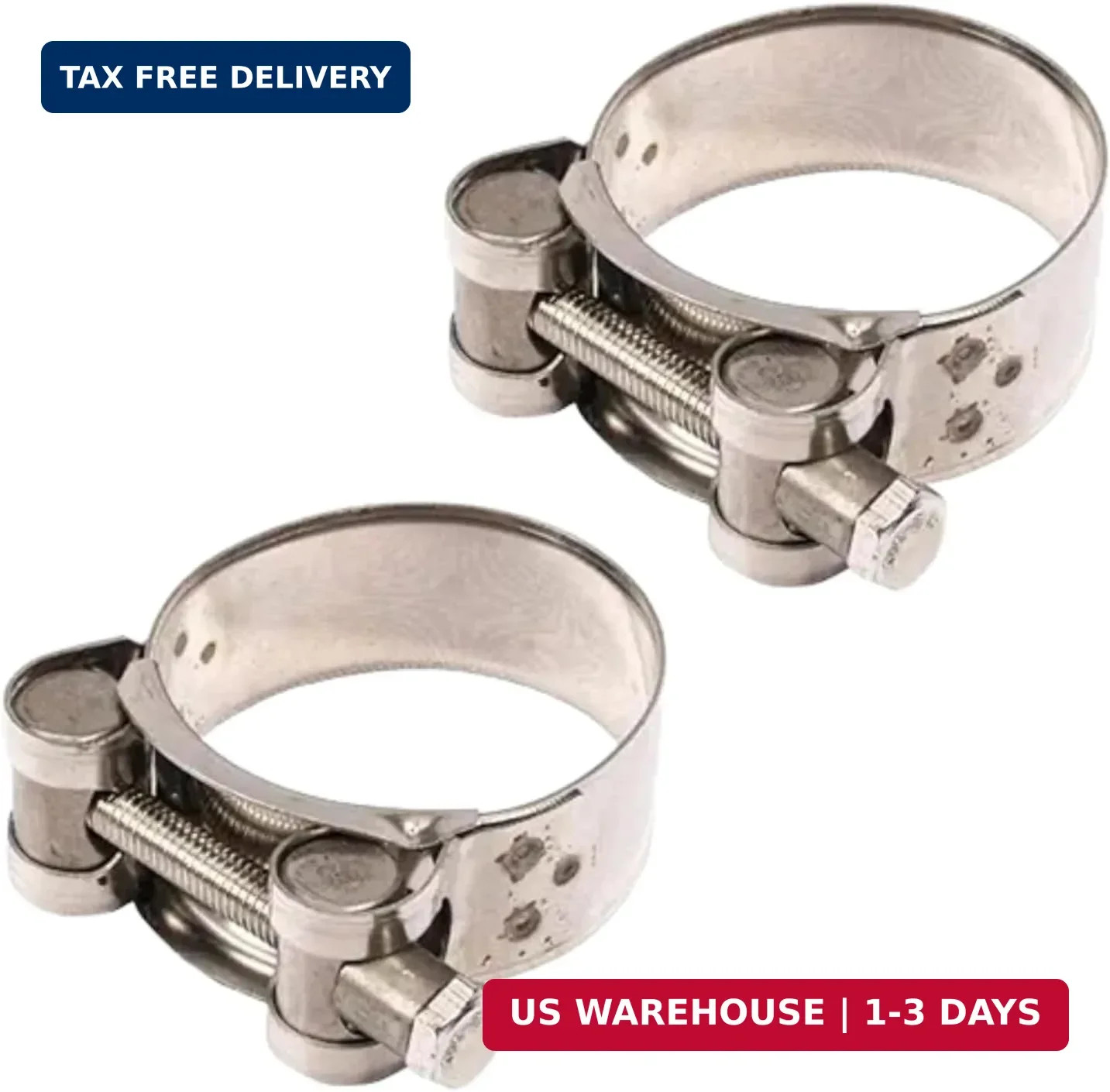 2Pcs Exhaust Clamp Stainless Steel Exhaust Band Clamp Replacement for Motorcycle
