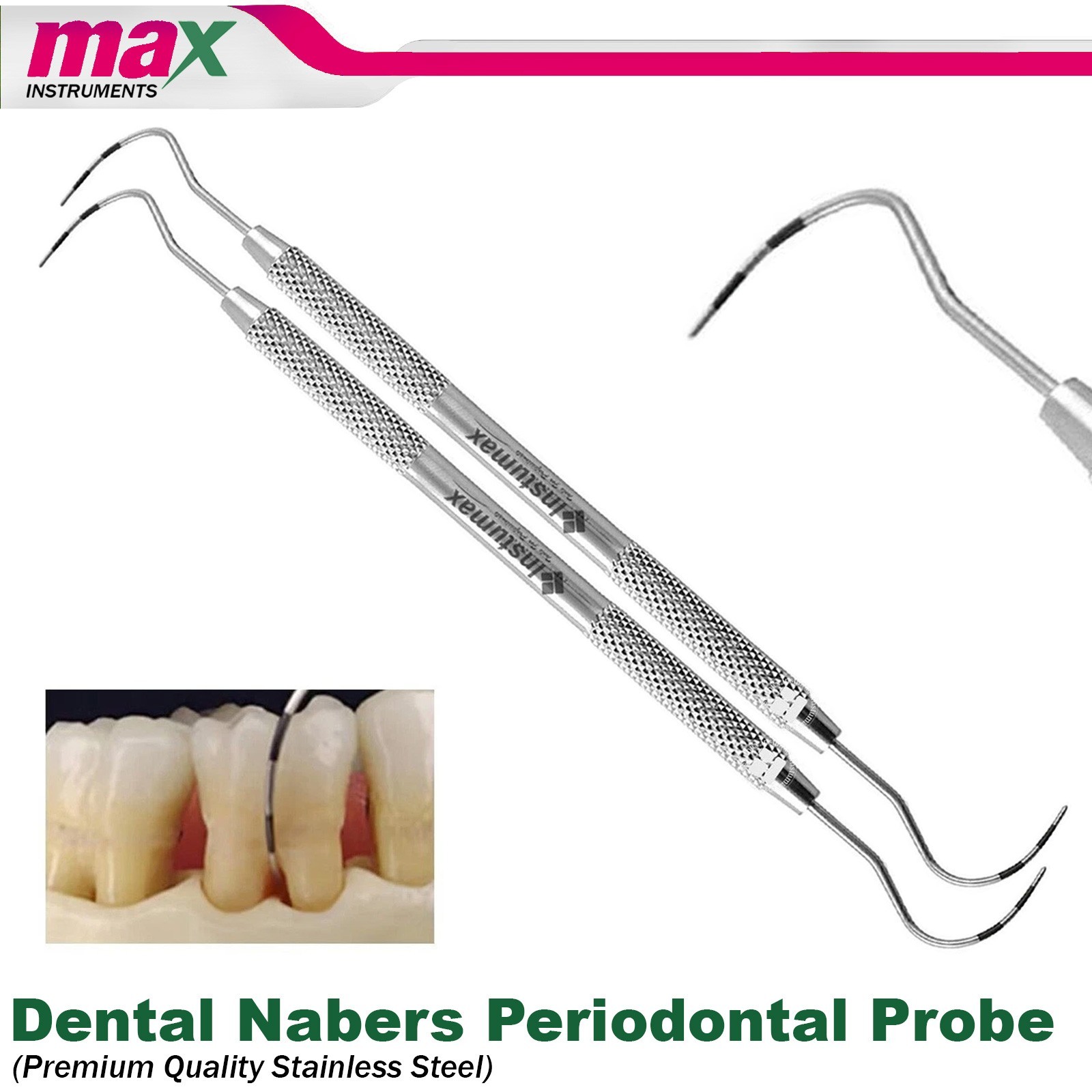 Nabers Probe Periodontal Furcation Lesions 2N Probe Dental Screening Scaler 2PCS