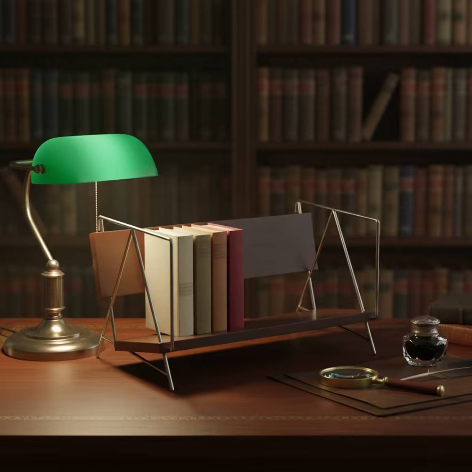 Desktop Book Rack with Slanted Shelf Compact Mini Book Rack Modern for