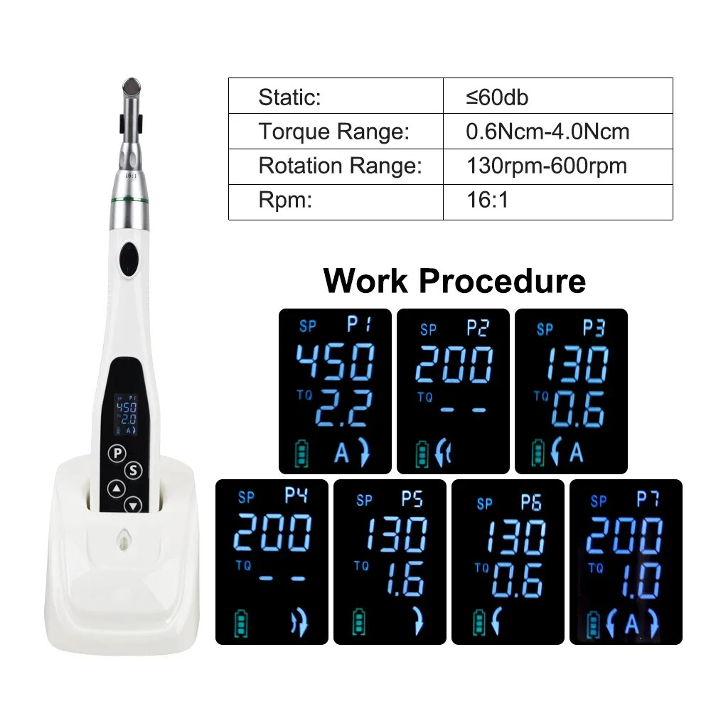 Dental Wireless LED Endo Motor 16:1 Contra Angle Handpiece Root Canal Treatment