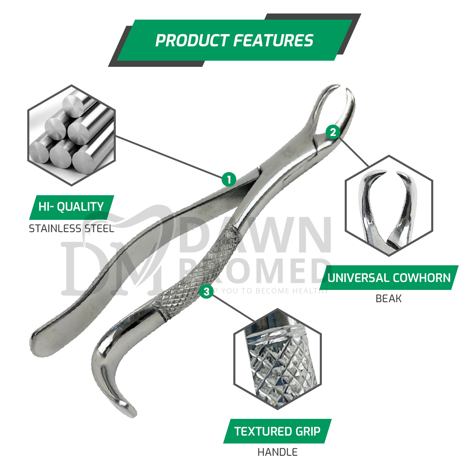 Dental Extracting Forceps #16 Cow horn beak For lower molars Surgical Dental