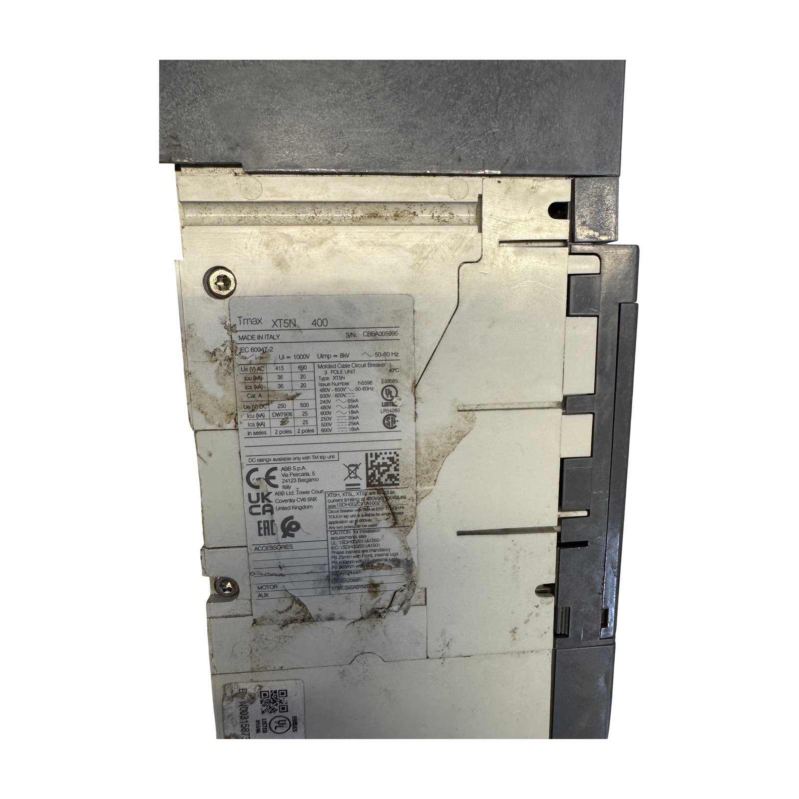 ABB Tmax XT5N 400A 3-Pole 600V Molded Case Circuit Breaker HACR UL489