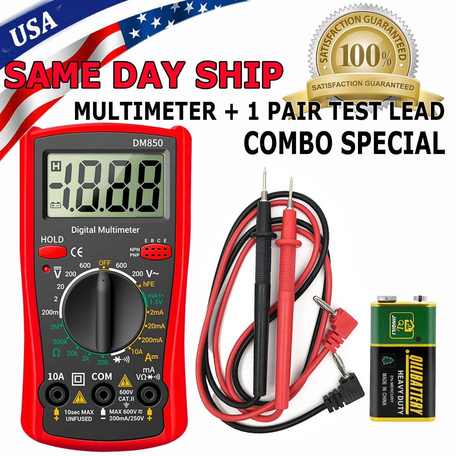 Multimeter + Test Leads for Fluke Meter Electrical Alligator Clip Probes 1000V