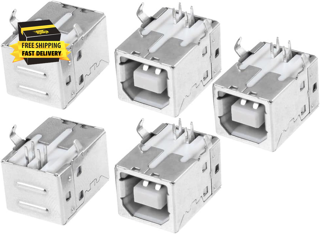 5 Pcs Port 90 Degree 4 Pin USB 2.0 Type B Female Socket ⭐️⭐️⭐️⭐️⭐️