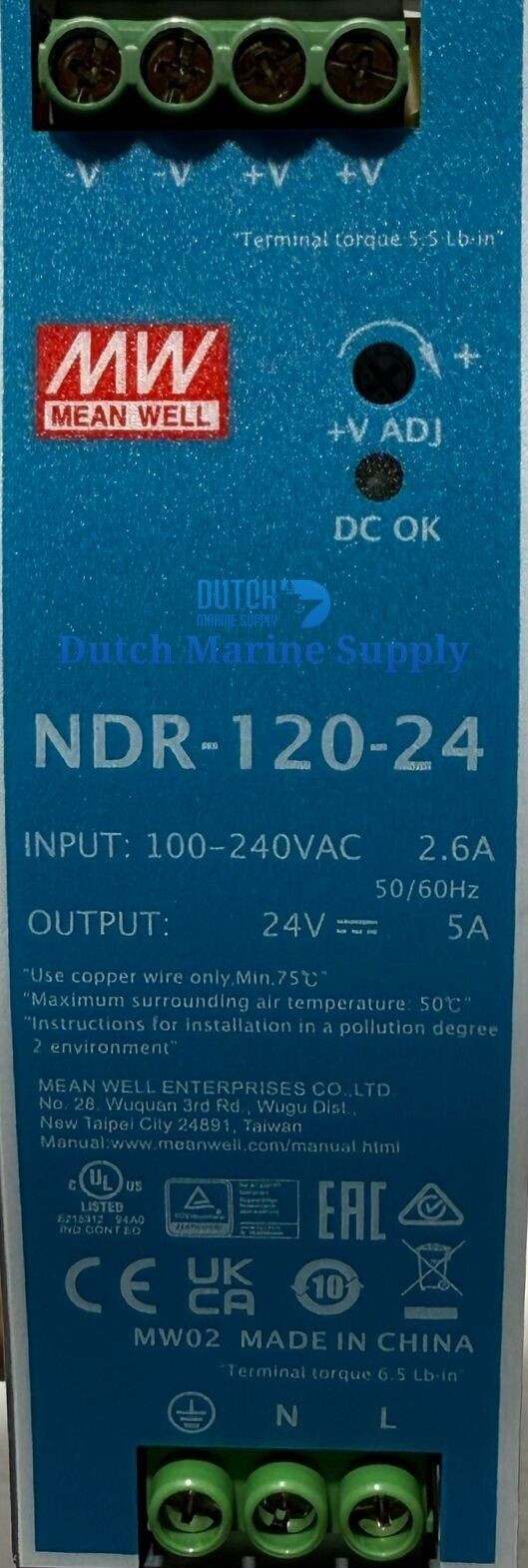 Mean Well NDR-120-24 AC-DC Single Output Industrial DIN Rail Power Supply