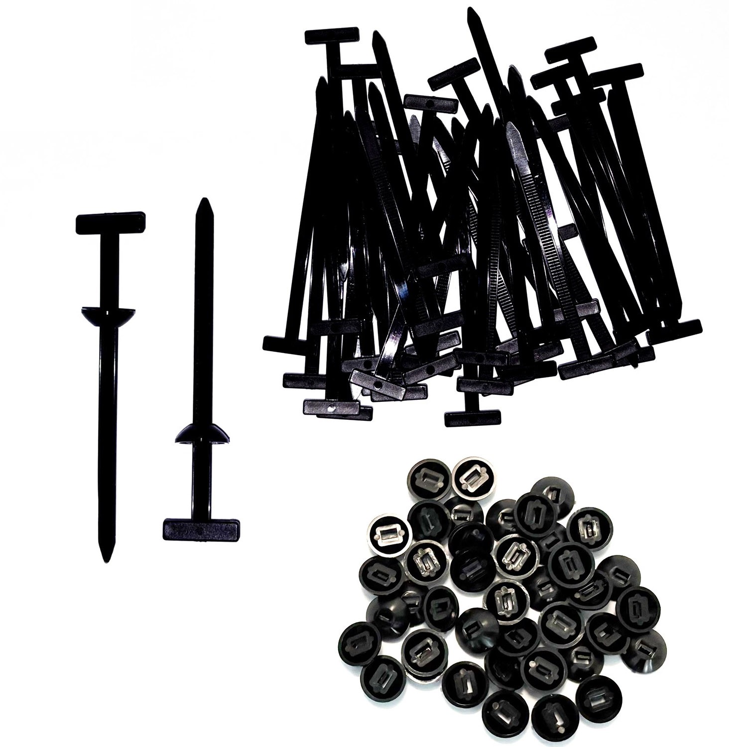 100 PCS Nylon Universal Cable Tie Buckle+Heavy Duty Self-Locking Zip Ties Holder
