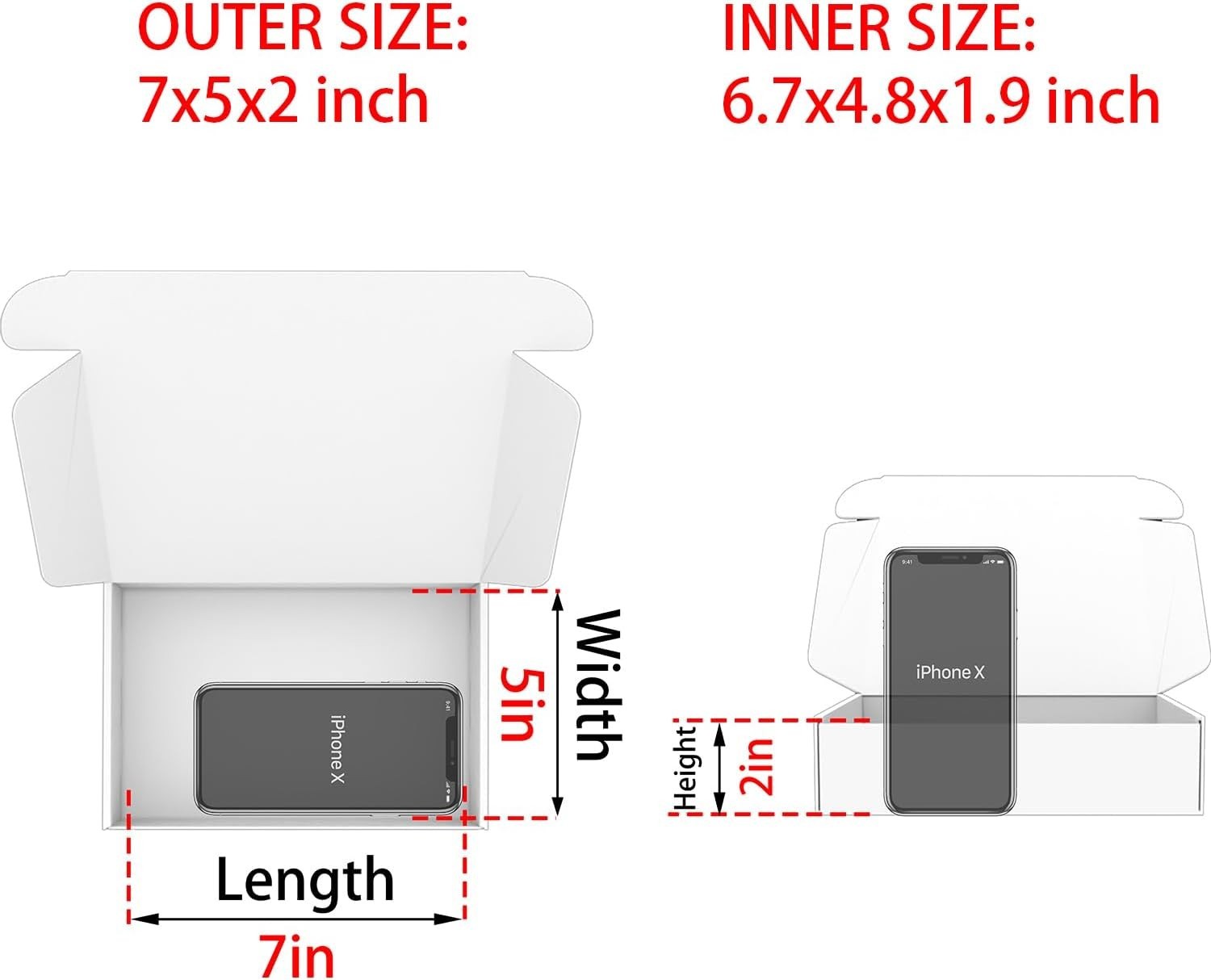 7x5x2 inches Small Shipping Boxes Set of 50 – White Mailer Corrugated Cardboa…
