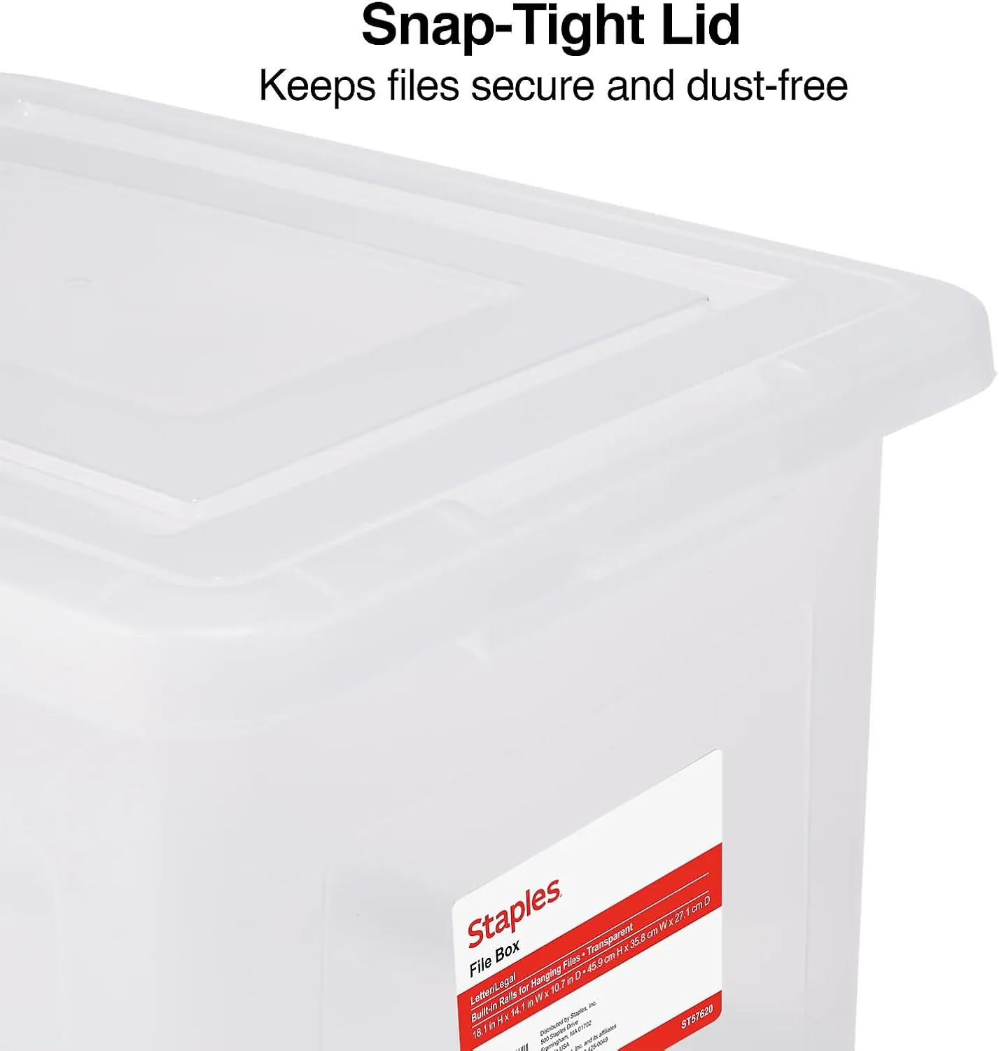 Plastic File Box with Snap Lid, Letter/Legal Size, Clear, 4/Carton | Stackable S