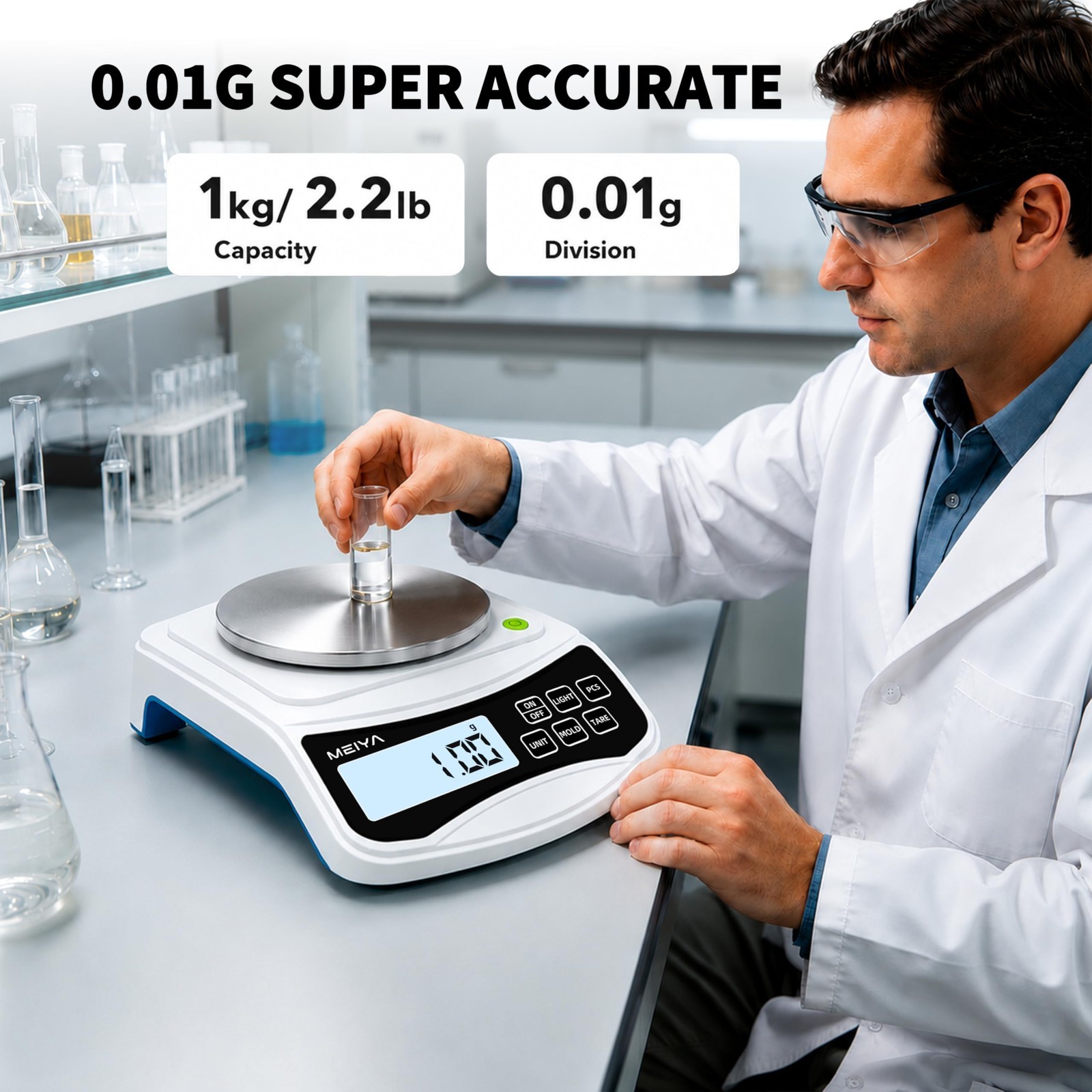 High Precision Digital Lab Scale 1000g x 0.01g – Multi-Function Electronic Balan