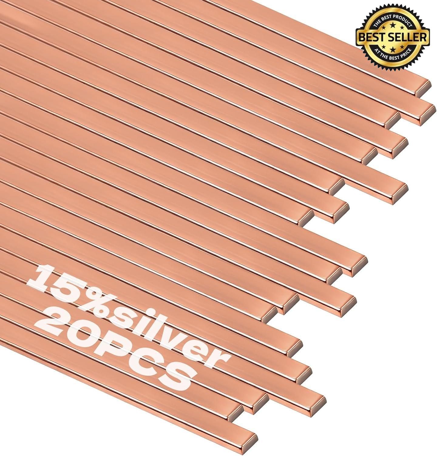 20 Sticks Brazing Rods BCuP-5 Phos Copper 15% Silver Solder HVAC Welding Rod AWS