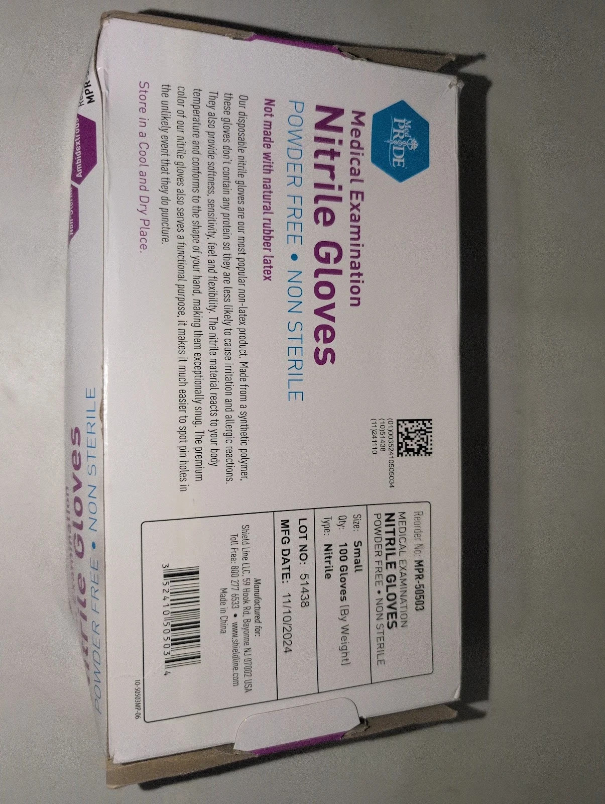 Med Pride Medical Examination Nitrile Gloves Powder Free Non Sterile Size Small