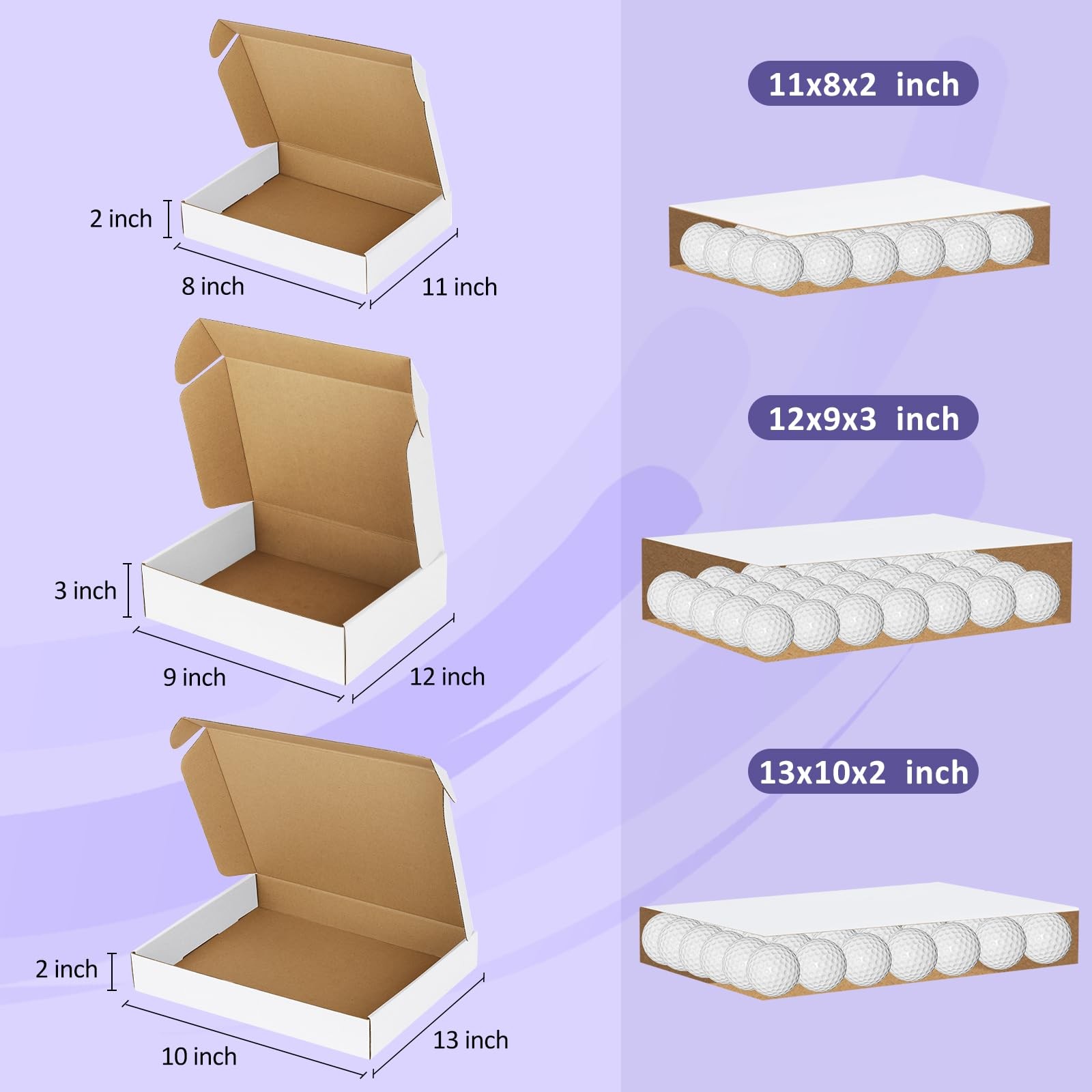 Eupako 18 Pack Small 11x8x2 & 12x9x3 & 13x10x2 Inches – 18 Pack, White