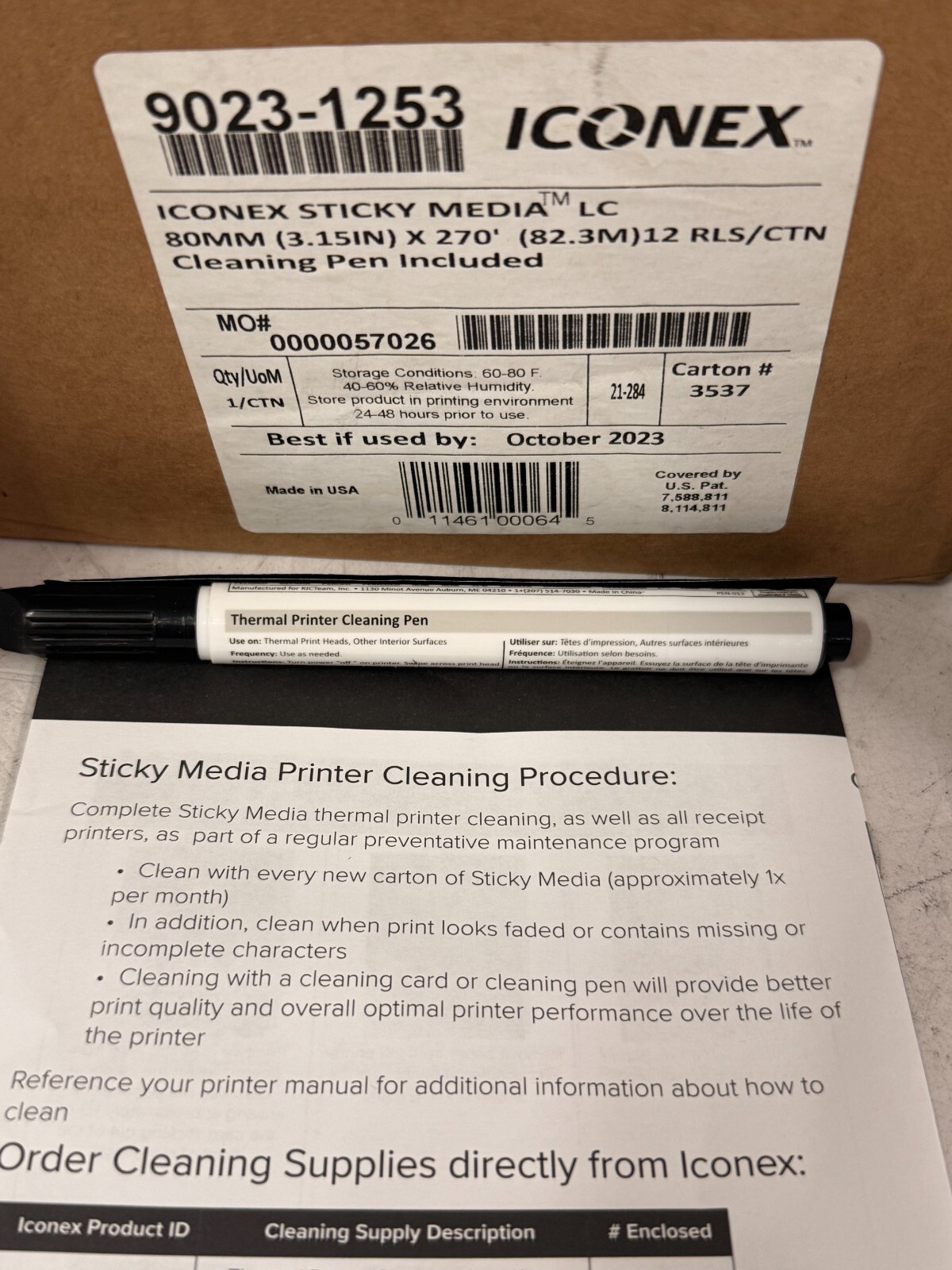 12 Rolls Iconex 3-1/8″ x 270′ Standard Sticky Media Linerless Labels 9023-1253