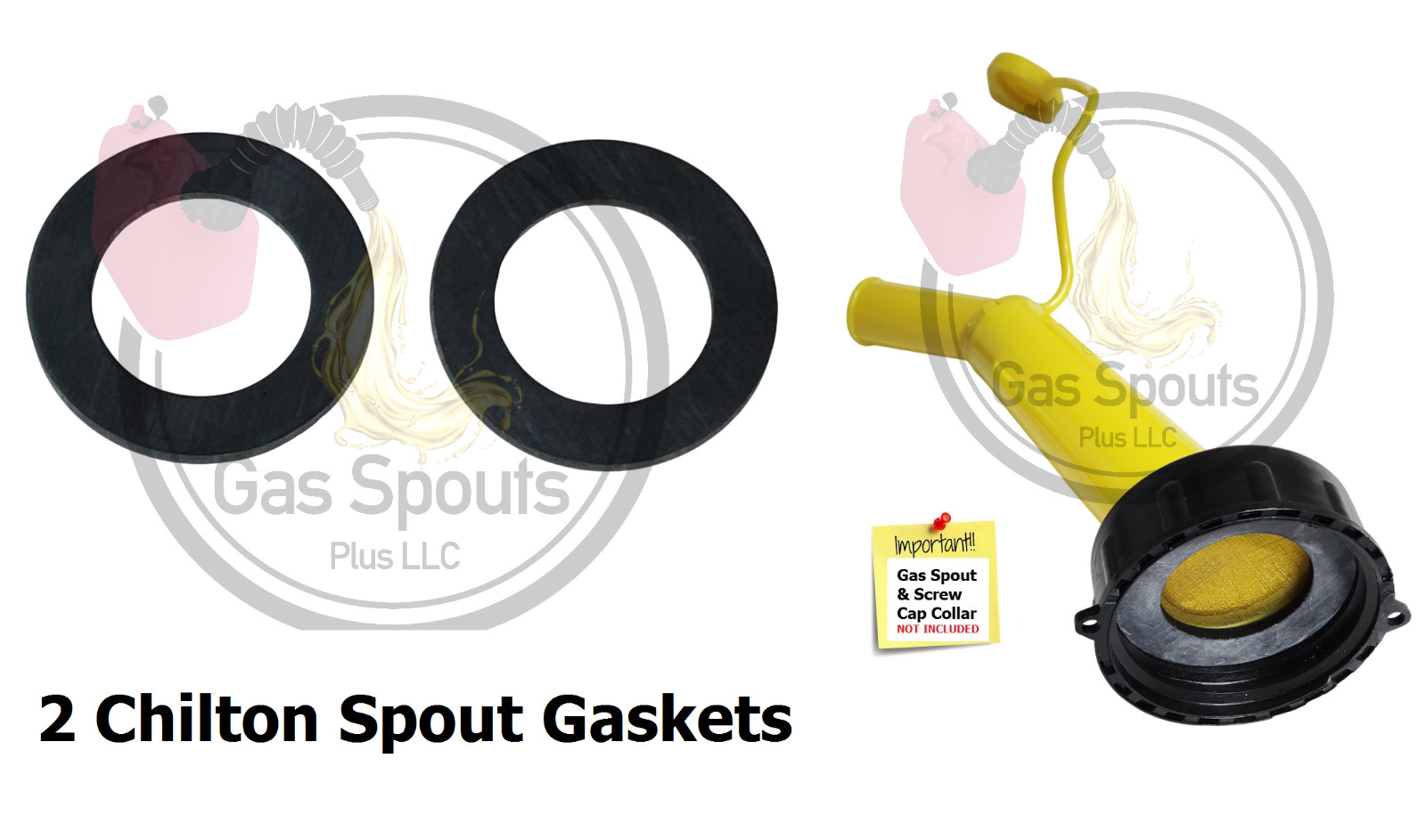 2-Pack Chilton Gas Spout Gaskets “STOP LEAKS” Glue it to spout FIX YOUR CAN MAN!