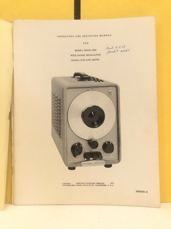 HP 200C001-4 Model 200CD/CDR Wide Range Oscillator Operating and Service Manual