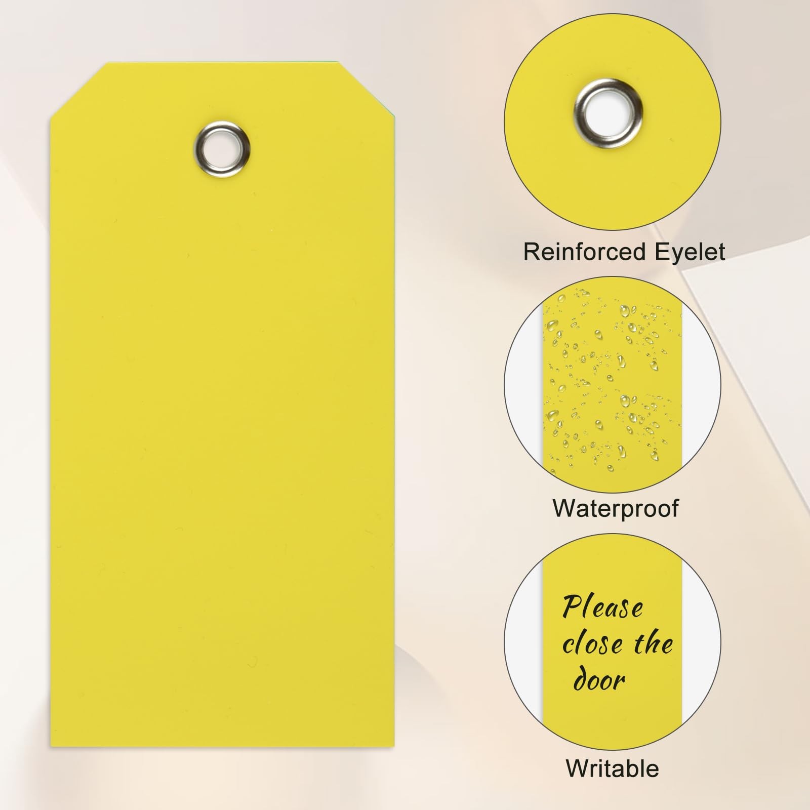 Yellow Shipping Tags with String Waterproof Labels 4 3/4 x 2 3/8 in 60 Pcs