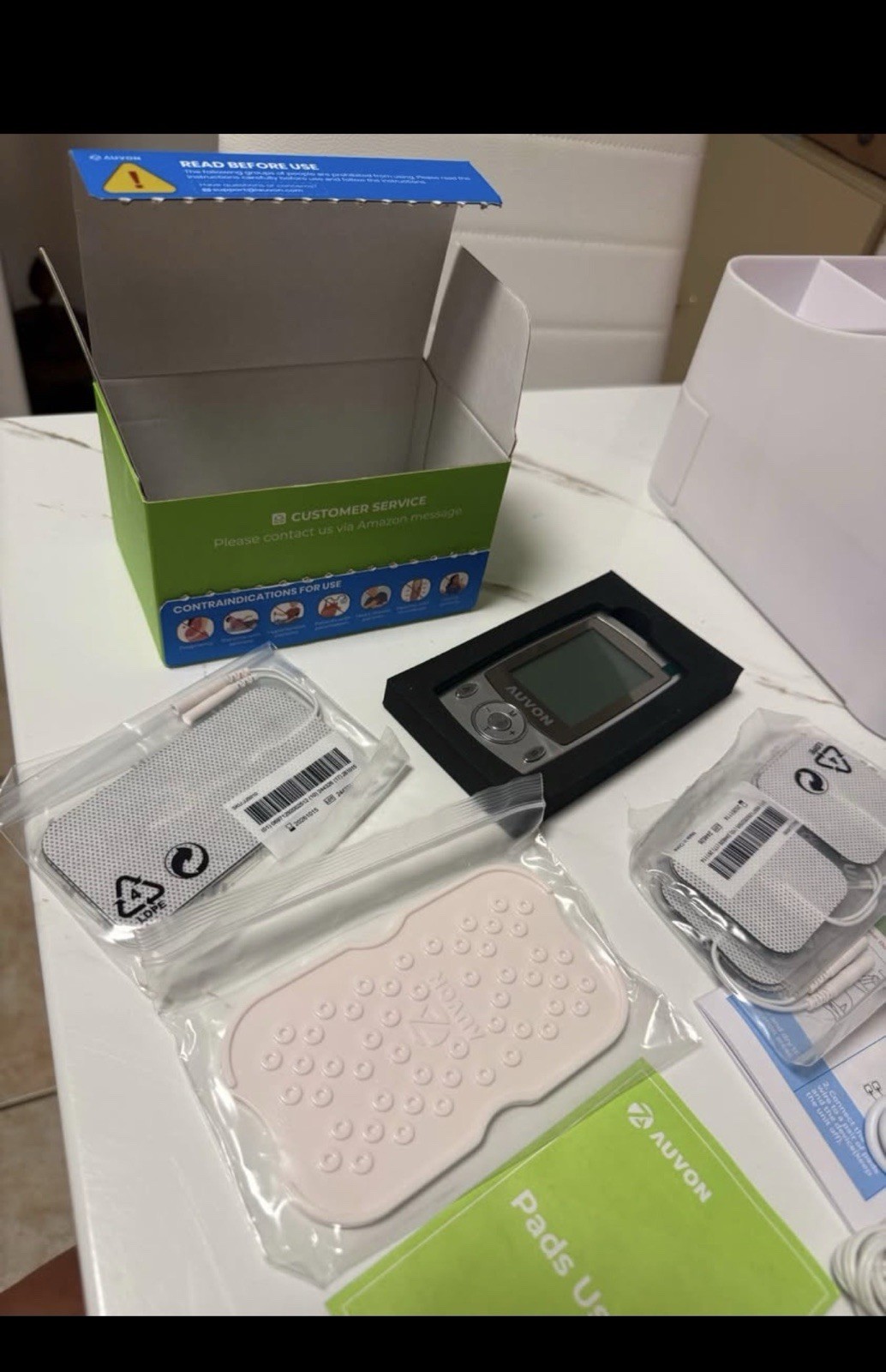 AUVON TENS/EMS Unit 2 Channel Handheld Device with Electrode Pads & Accessories