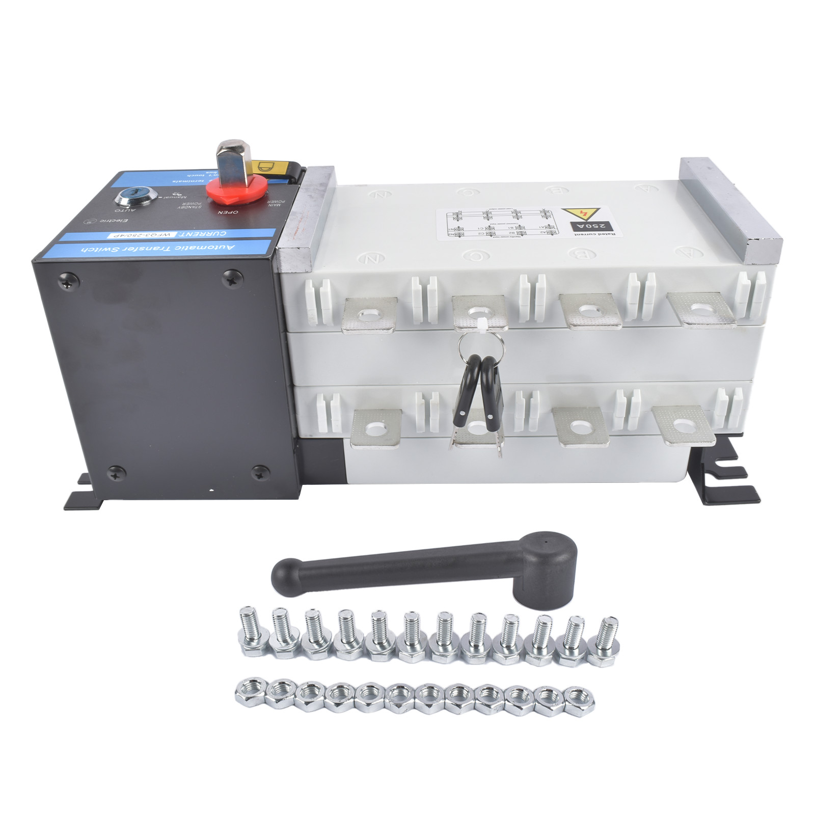 Replacement Industrial Automatic TransferSwitch 4P 250A 110V or 220V Auto/Manual