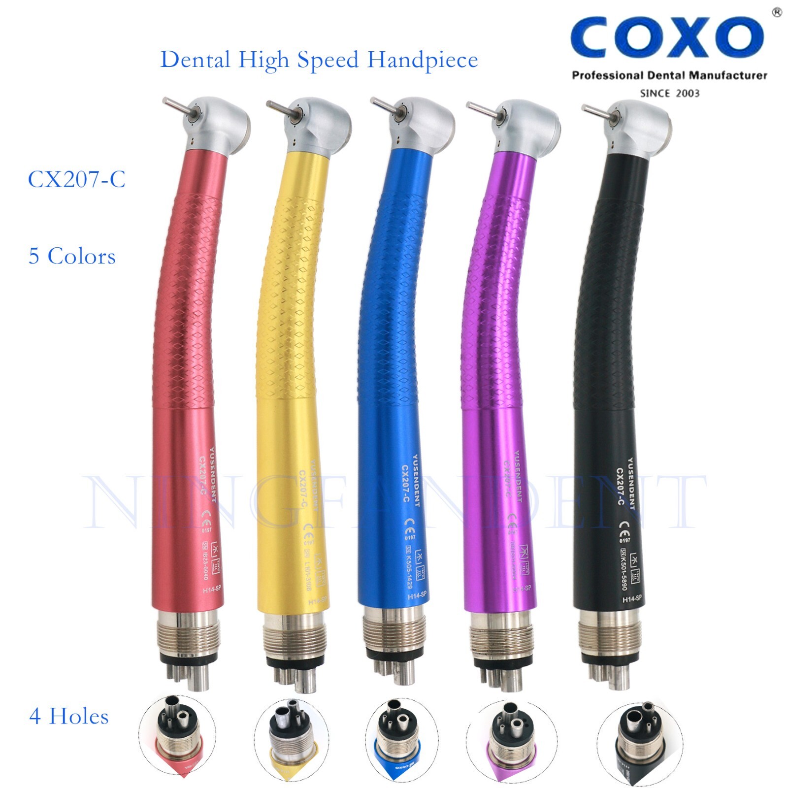 US COXO Colorful Dental High Speed Handpiece Air Turbine Anti-retraction 4 Holes