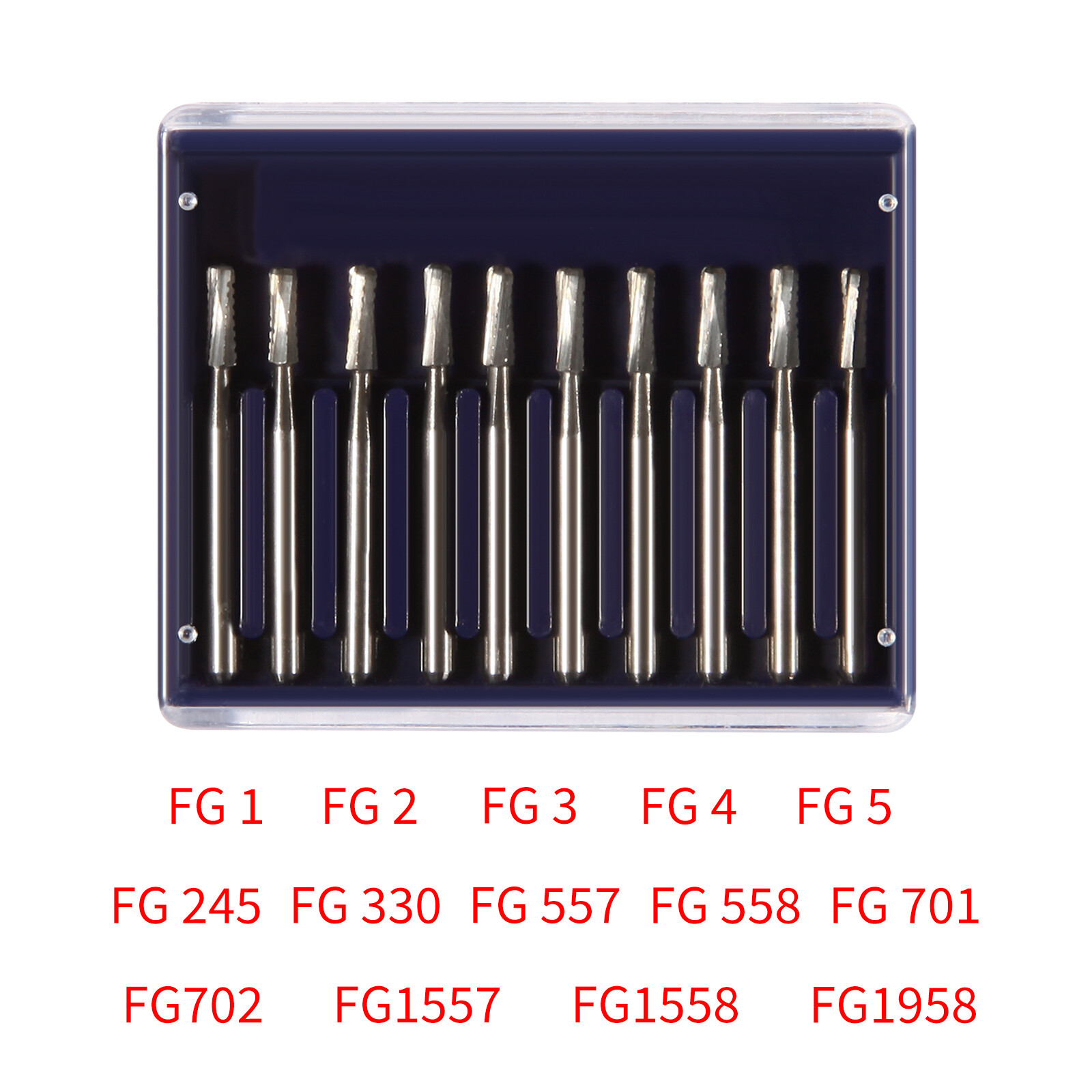 10pcs/pk Dental Carbide Burs for High Speed Handpiece Pear Bur 19mm FG Shank