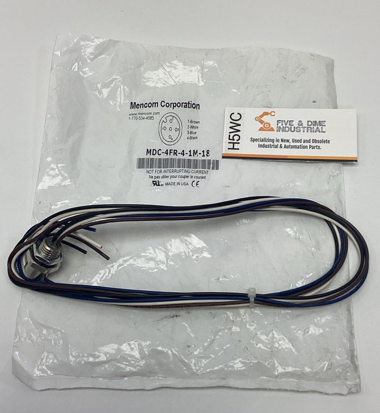 Mencom MDC-4FR-4-1M-18 4-Pole, M12, Female Receptacle