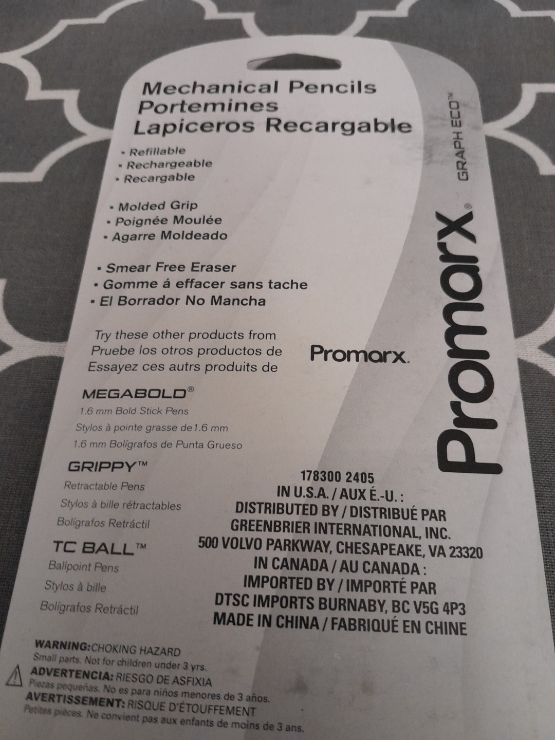 ProMarx Mechanical Pencils Portemines Refillable 0.7 HB#2 Graff Eco. Get 3 Packs