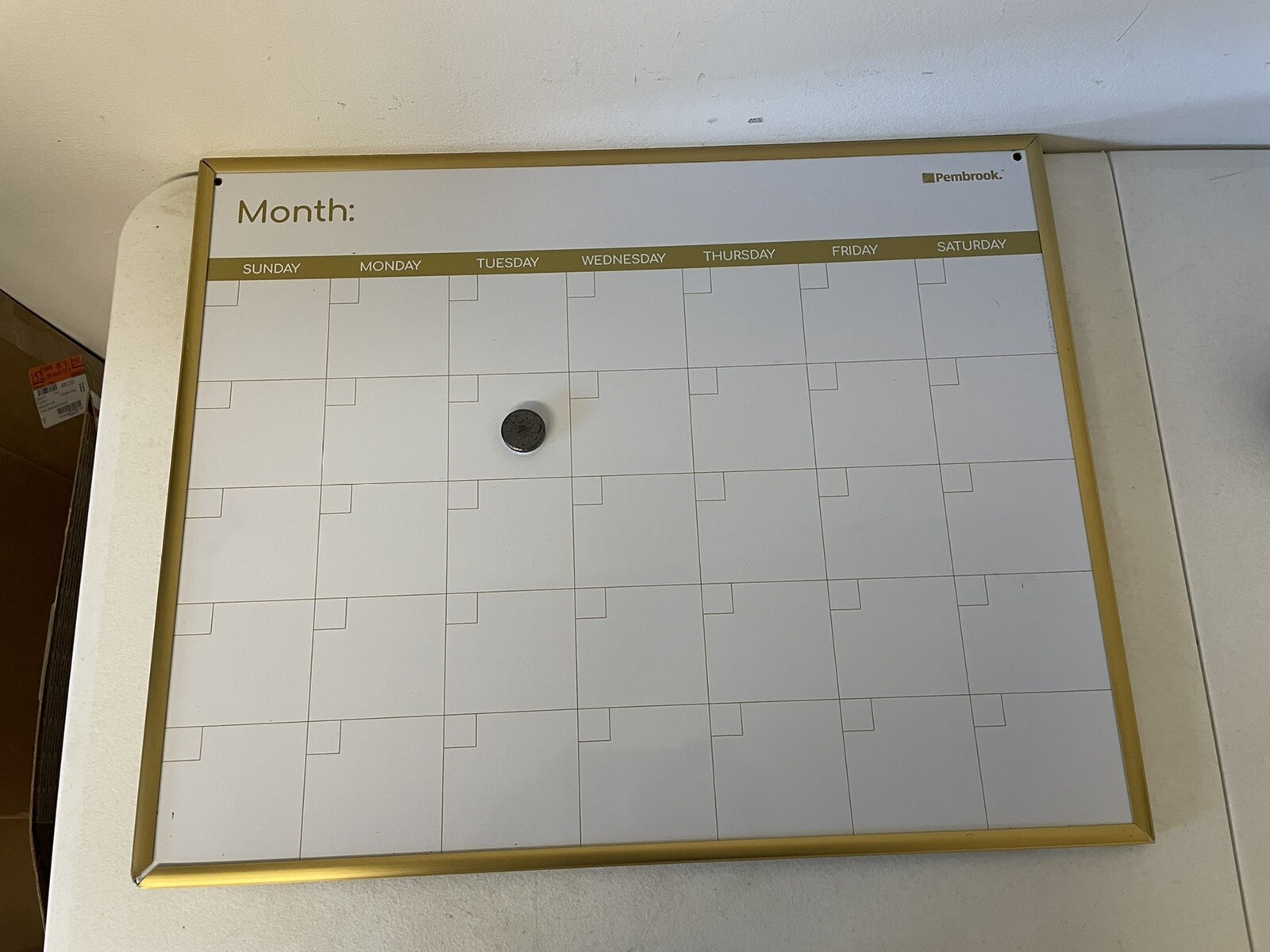 20” X 16” Dry-Erase Magnetic Monthly Calendar Horizontal Reusable Pembrook