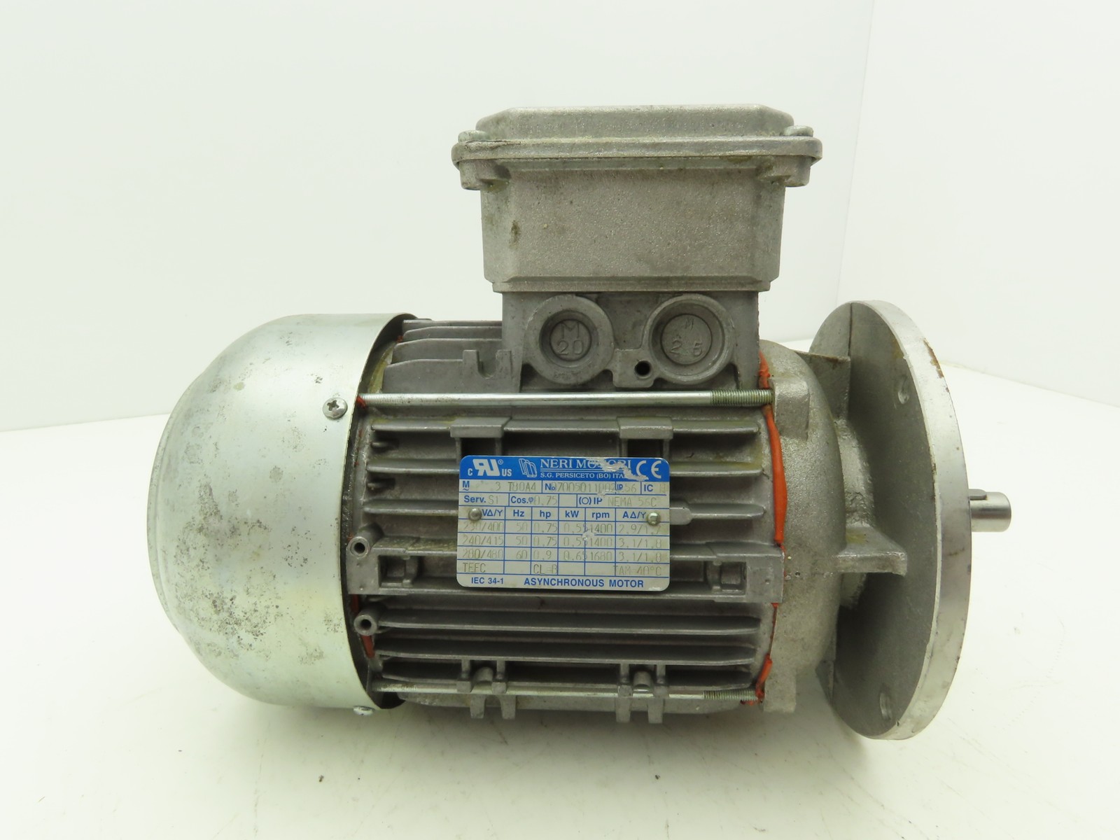 Neri Motori T80A4 AC Motor 0.6kW 0.44kW 1680RPM 280/480V 3Ph 56C TEFC