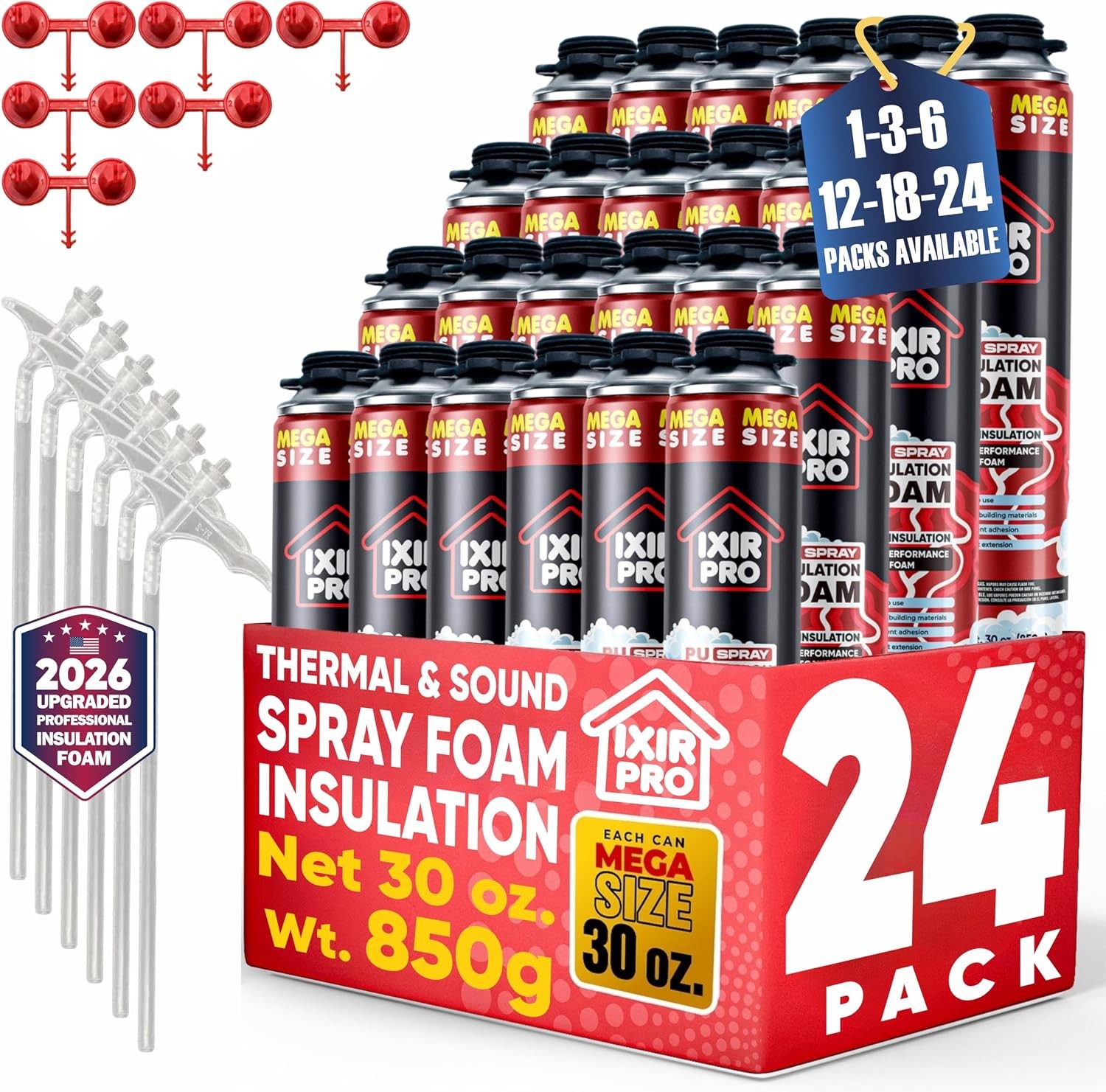 Mega Size Spray Foam Insulation Can (24 x30 oz. / 850 g) Expanding Sealant