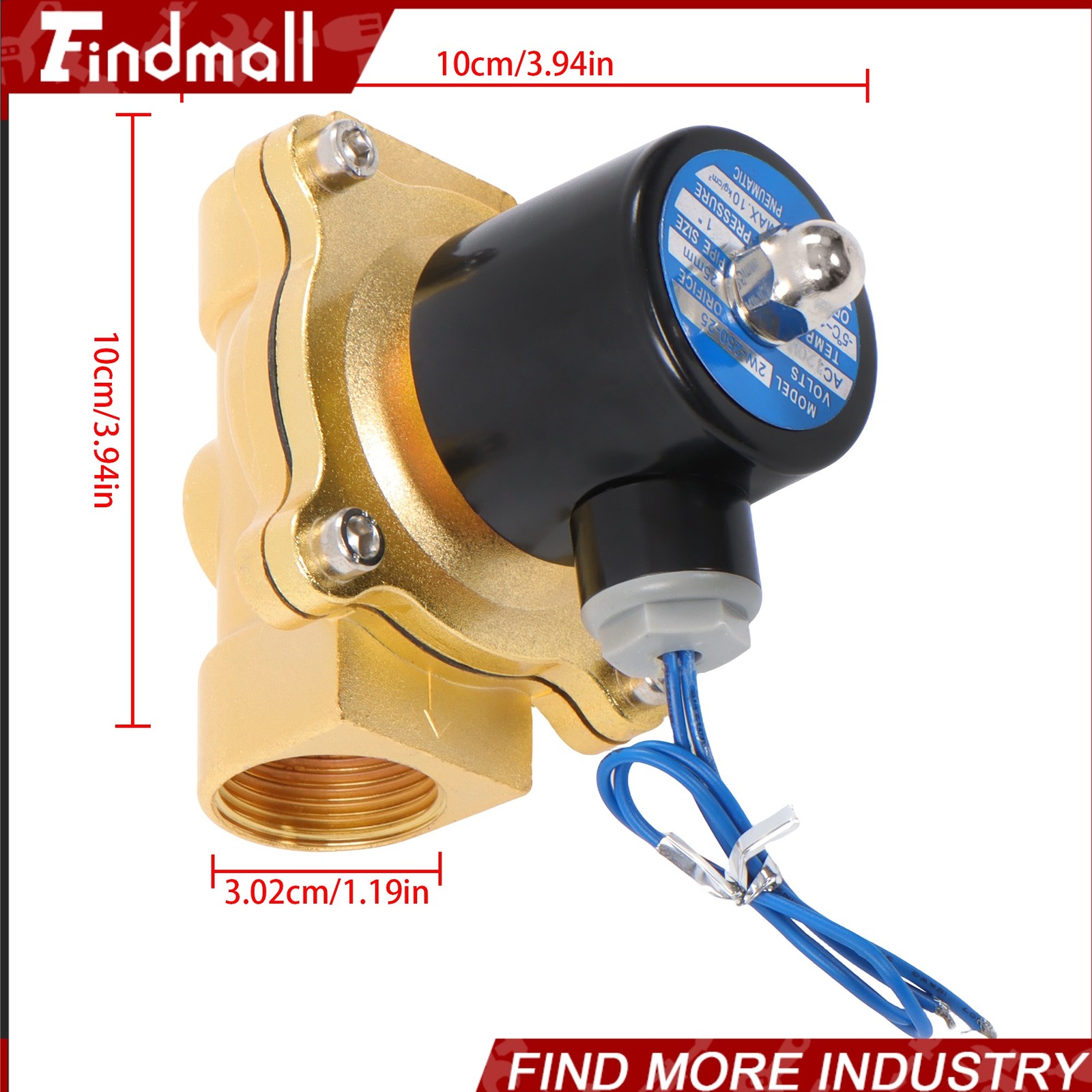 Findmall 110V 120V Volt AC Electric Solenoid Valve Brass Water Air Gas NC 1″ NPT