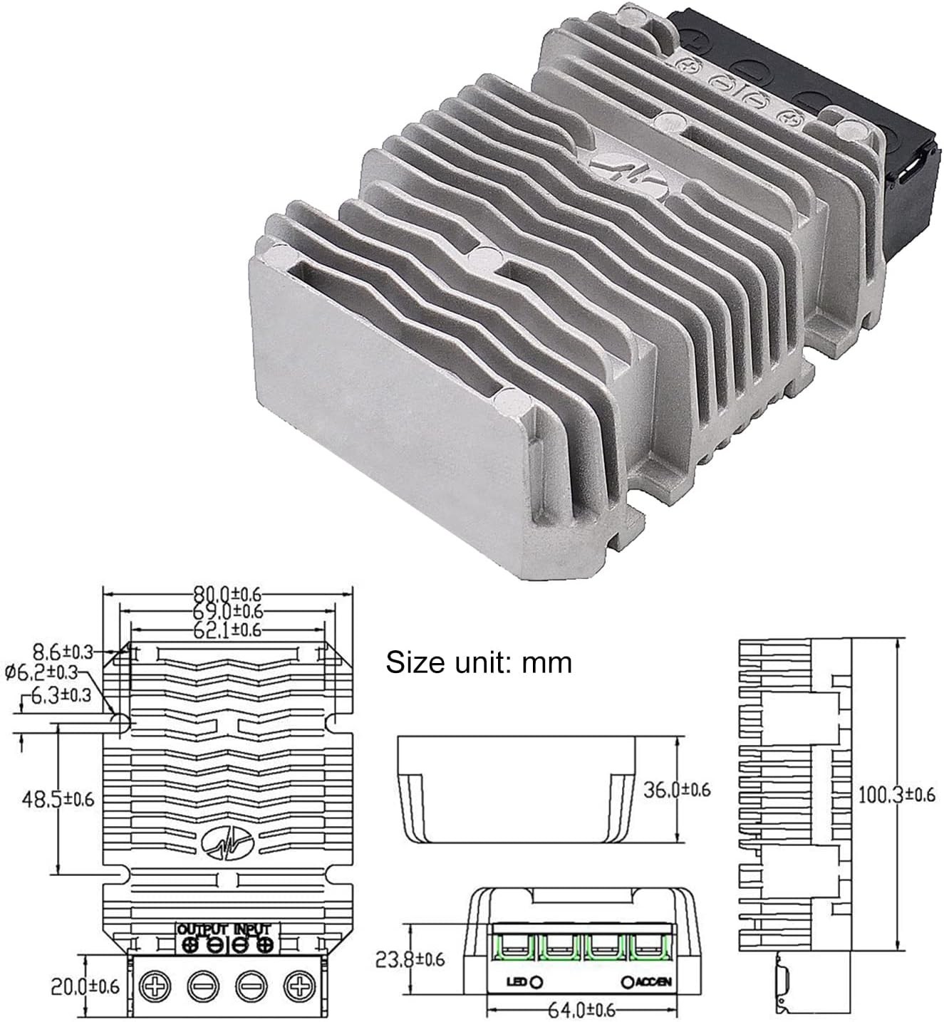 Valefod 36V/48V to 12V 60A 720W Step-Down Transformer DC to DC Buck Converter DI