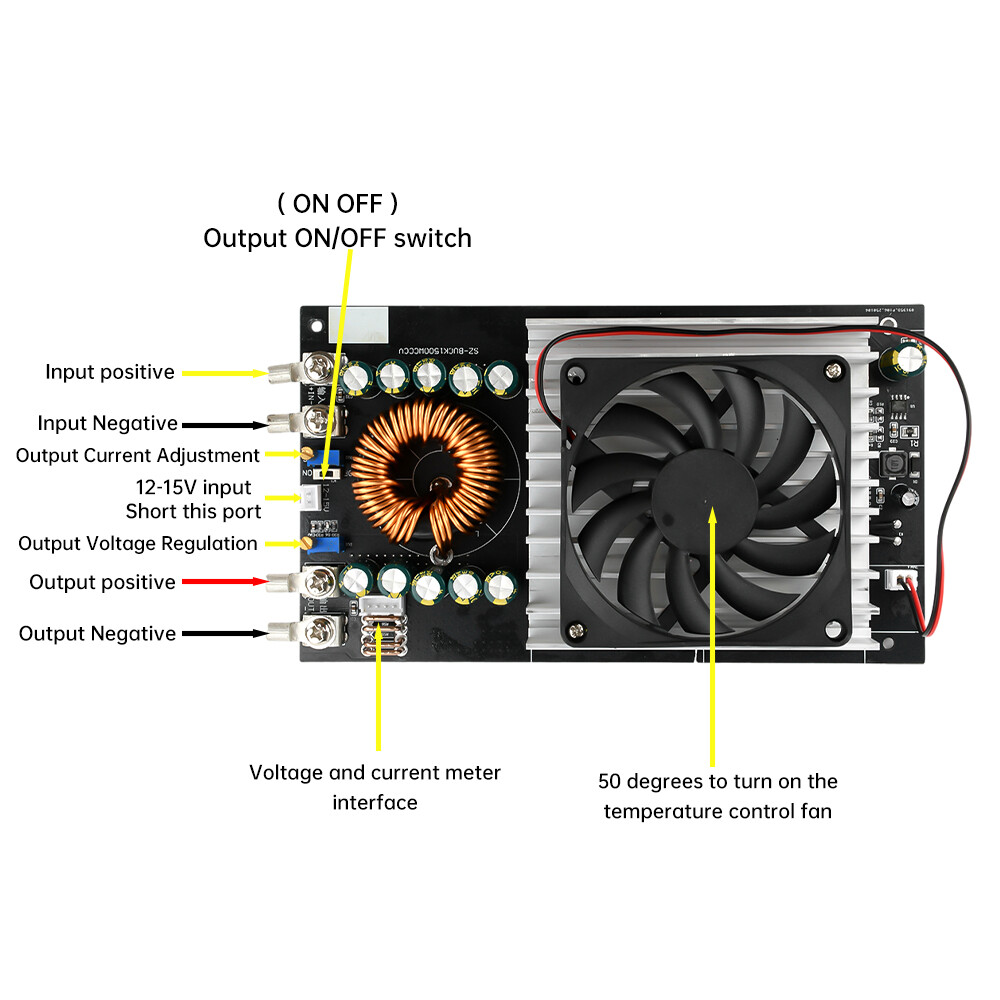 DC-DC Buck Module 1500W Adjustable Power Supply Module 15-90V to 2.5-72V 1.5-50A