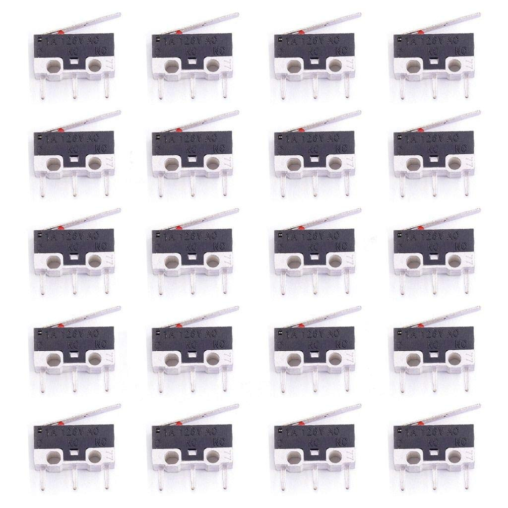 20Pcs Micro Switch AC 1A 125V 3Pin SPDT NO+NC Hinge Lever Momentary Push Butt…